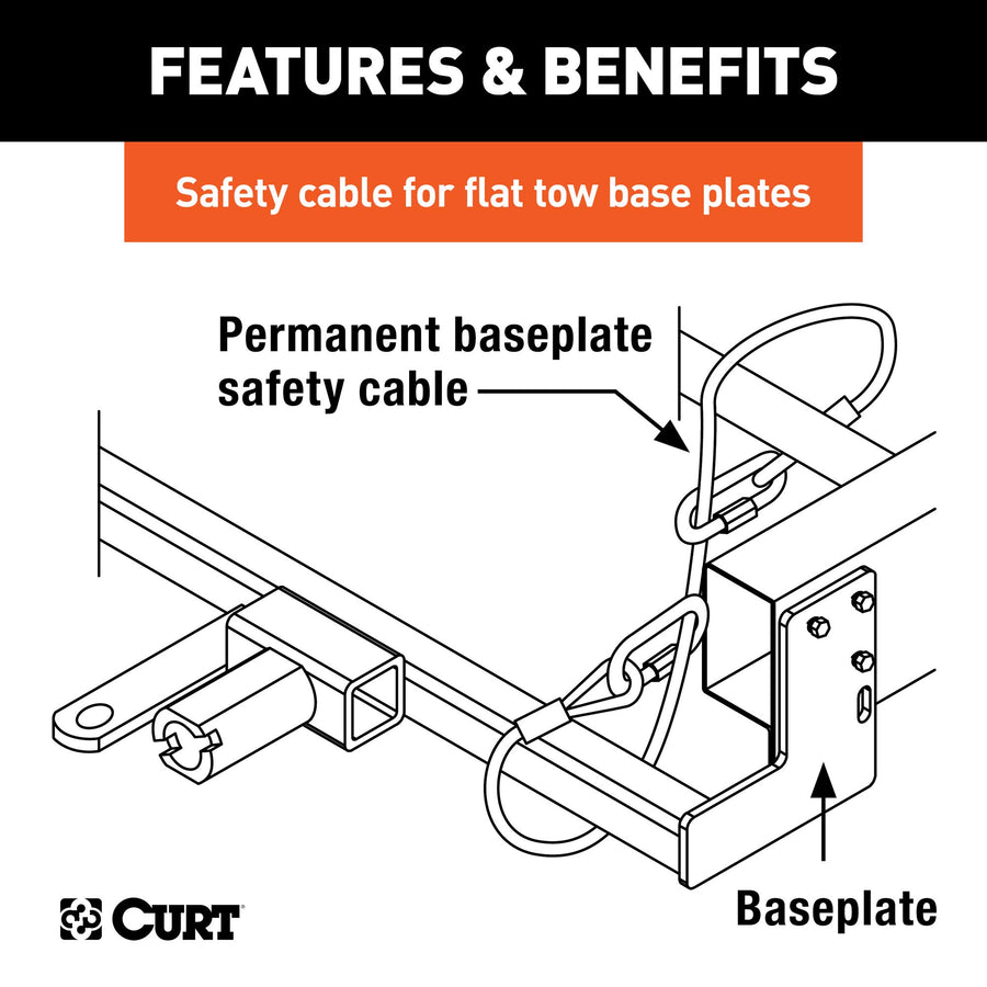 CURT 36 x 3/8-Inch Diameter Replacement Vinyl-Coated Tow Bar Base Plate Safety Cable, 7,500 Pounds