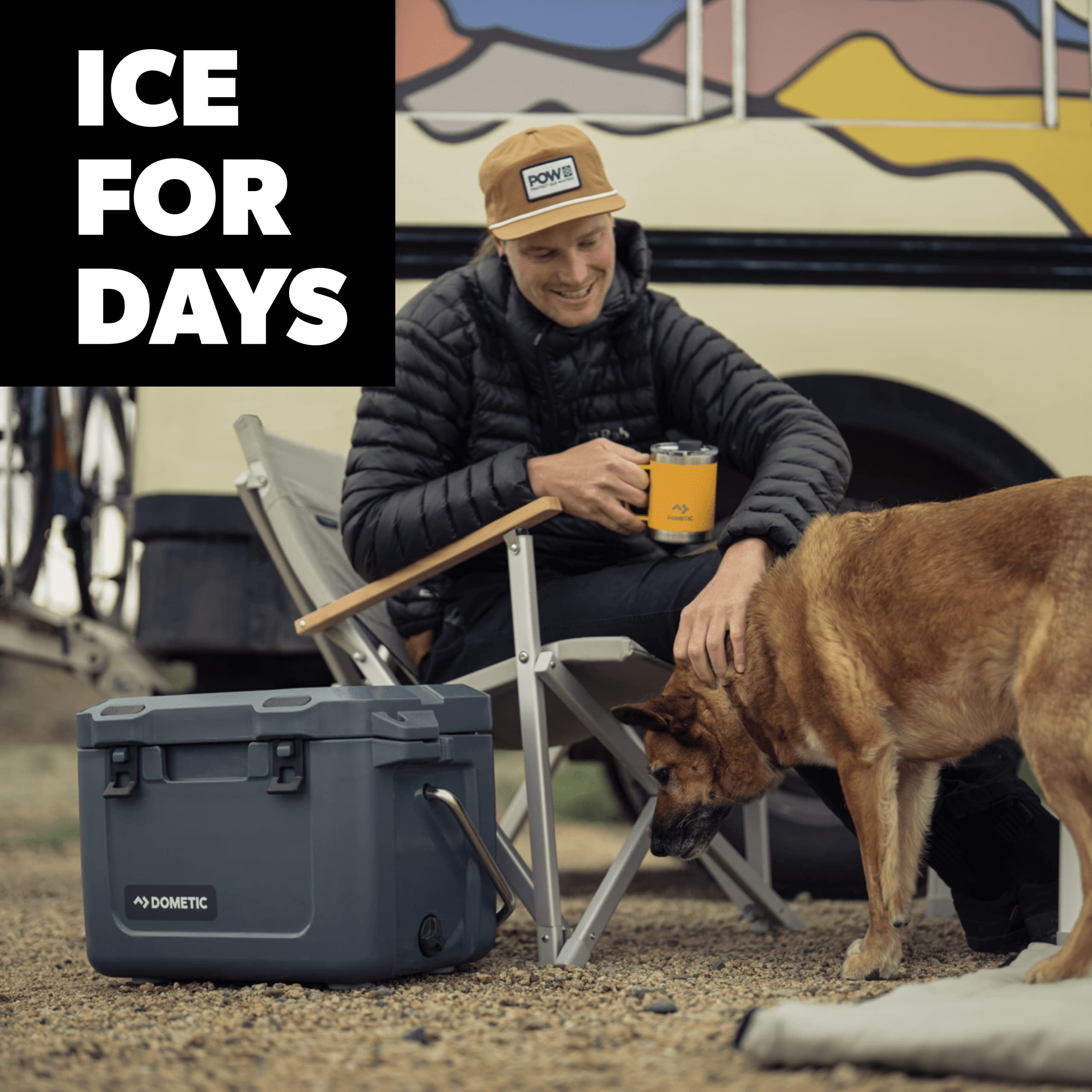 Dometic 35L Patrol Insulated Hard Cooler, Olive, Ice Chest and Passive Cool Box, Fits 28 Cans