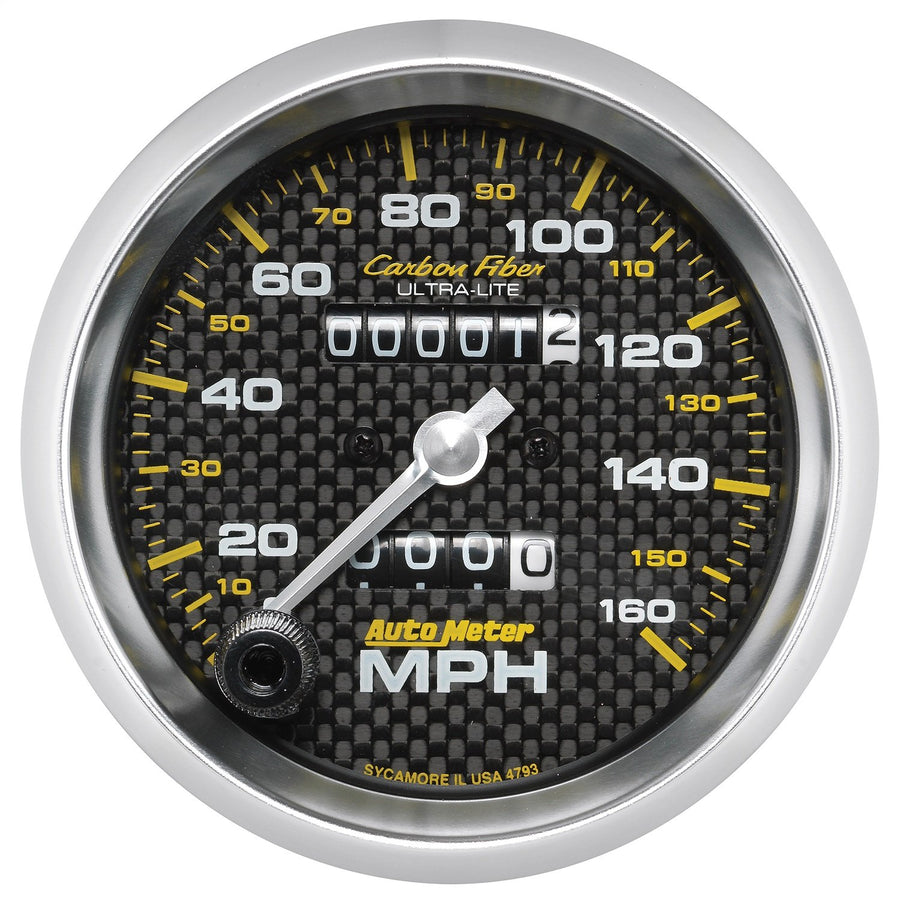 Auto Meter Carbon Fiber 3-3/8" Mechanical Speedometer 4793 (0-160 MPH, 85.7mm)