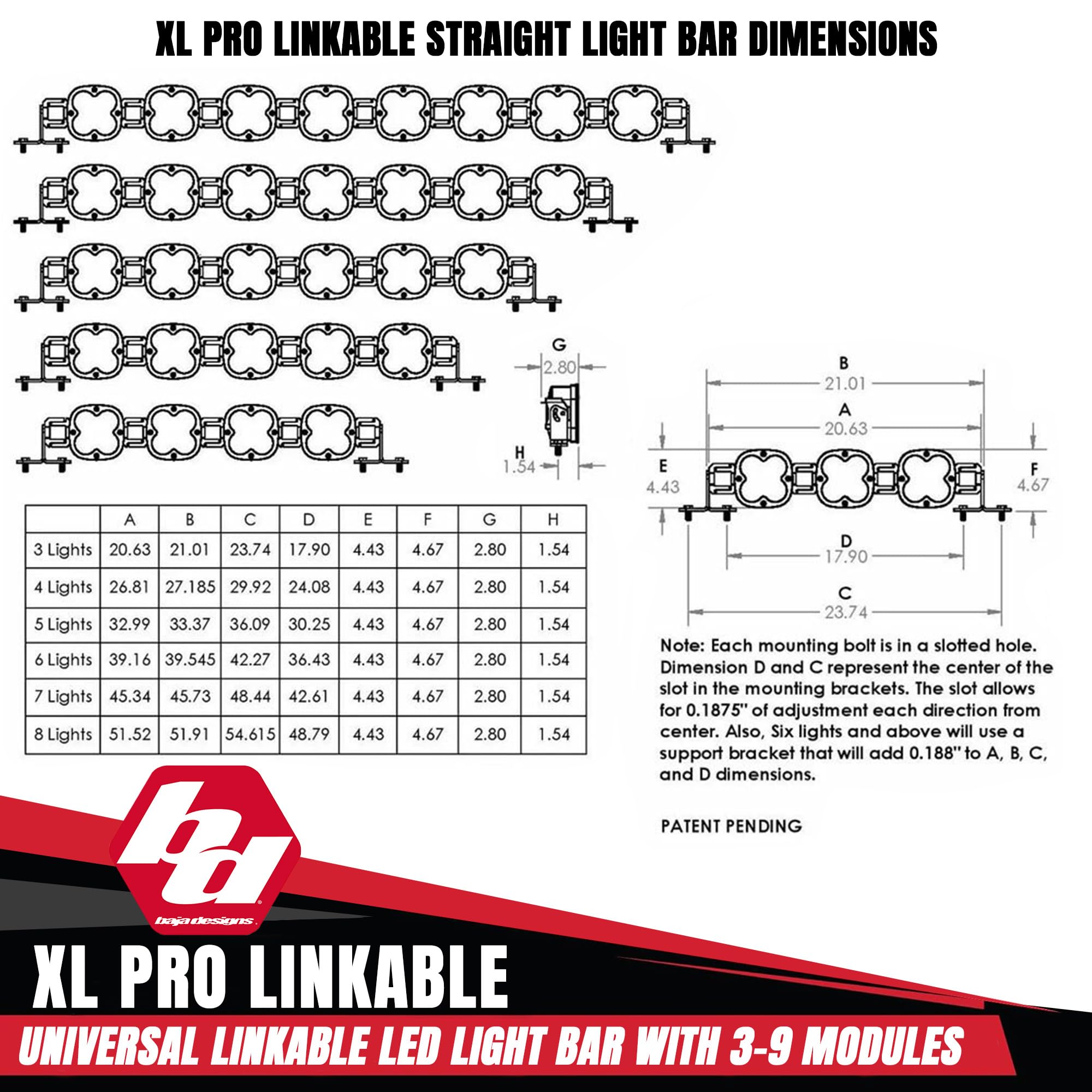 Baja Designs Linkable 1XL Pro LED Light Bar Add-a-Light with Rock Guards, Universal Fit, 6.18" Width (1 XL Pro LED)