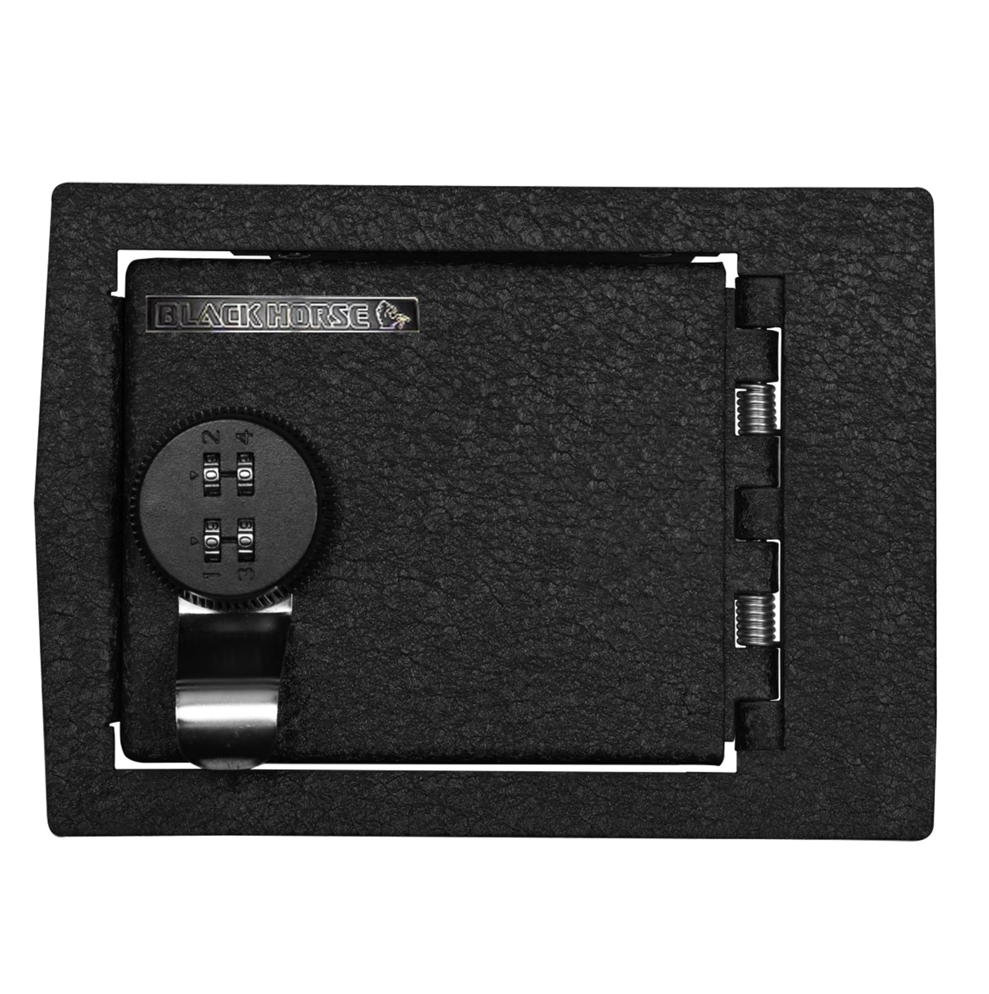 Center Console Safe Black Horse, Black Gun Box Organizer with 4 Digit Combination Resettable Lock