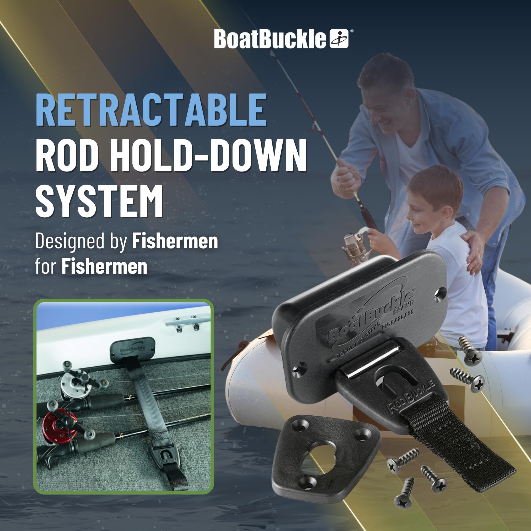 Gunwale/Deck Mount BoatBuckle F14200 Retractable Rod Tie-Down
