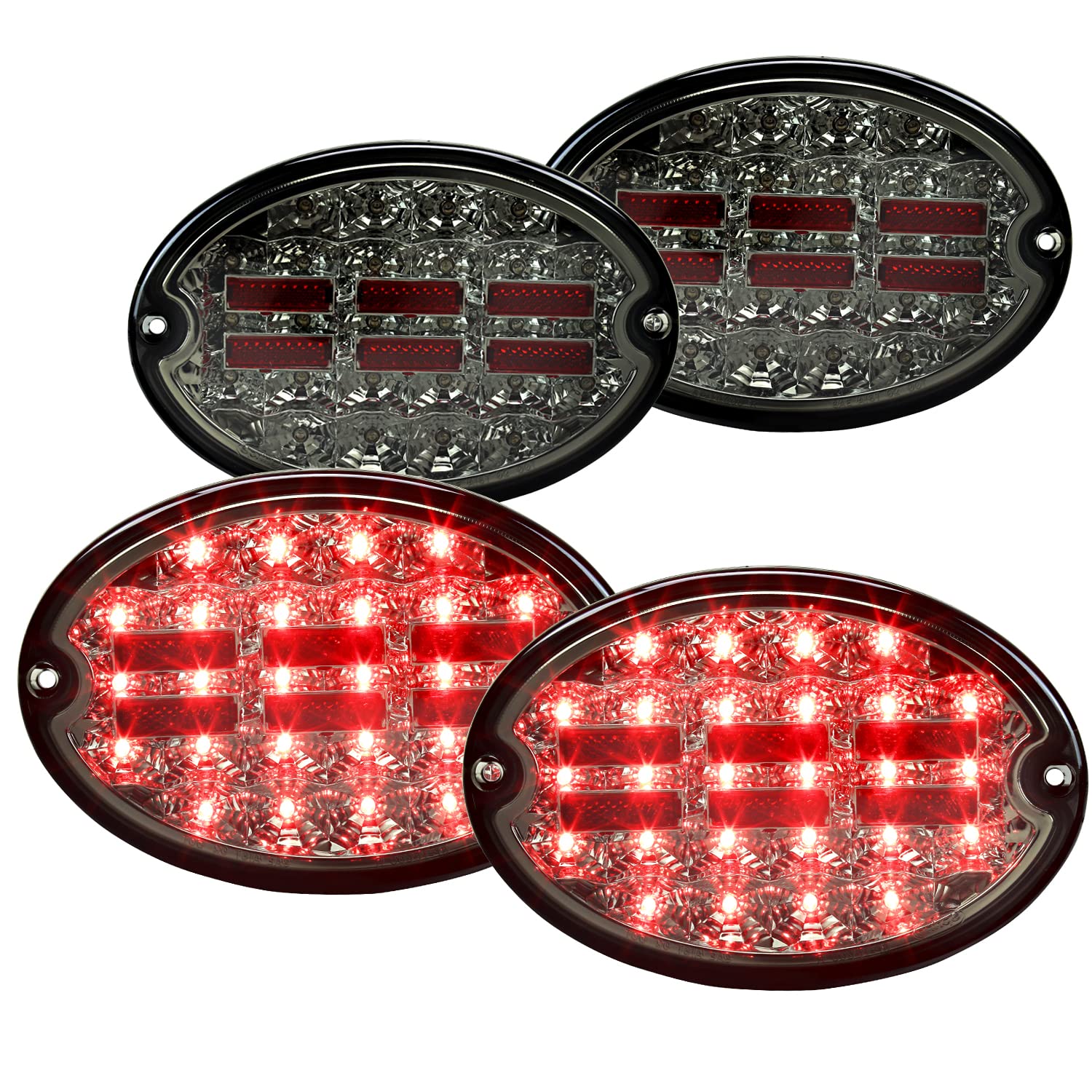 4PC Spec-D Tuning Smoke LED Tail Lights Rear Brake Lamp Compatible with 201997-2004 Chevy Corvette C5
