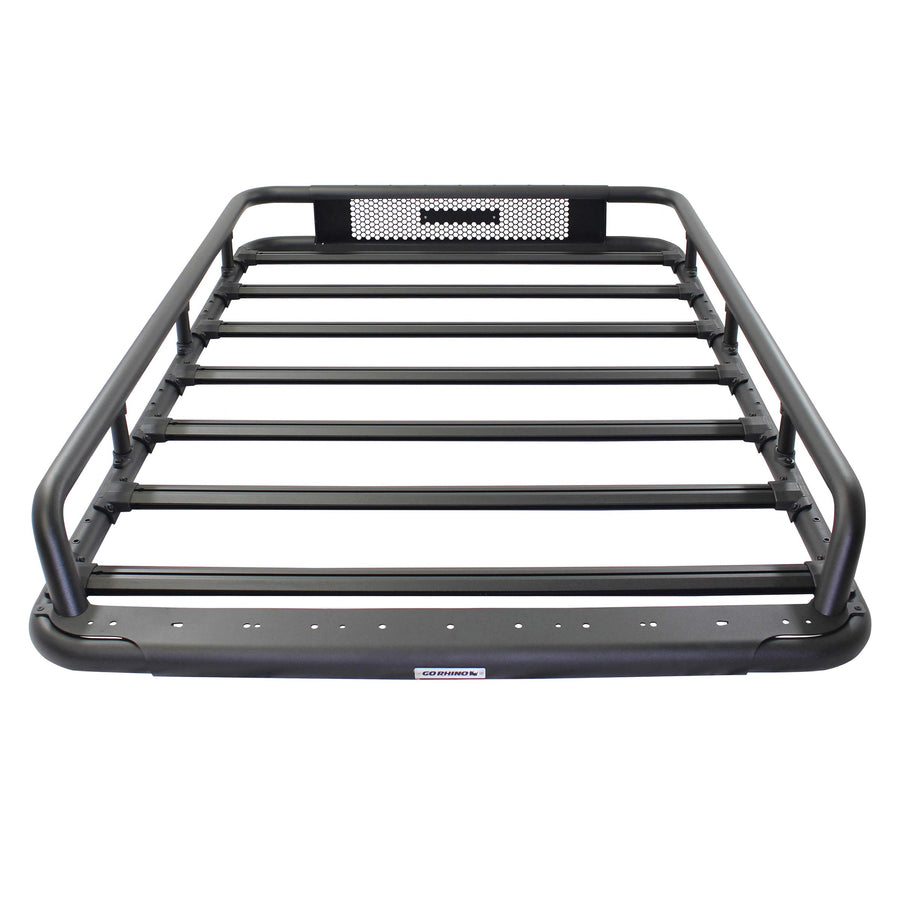 Go Rhino Roof Rack SRM 600 - Tubular Basket-Style Rack & Clamps | Aluminum, Textured Black, L: 75" x W: 52" | 5936075T