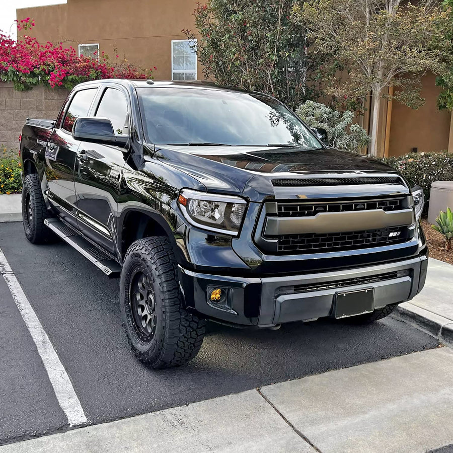 Black Headlights w/LED Tube SPEC-D TUNING Compatible with 2014-2021 Toyota Tundra, Left + Right Pair Headlamp Assembly