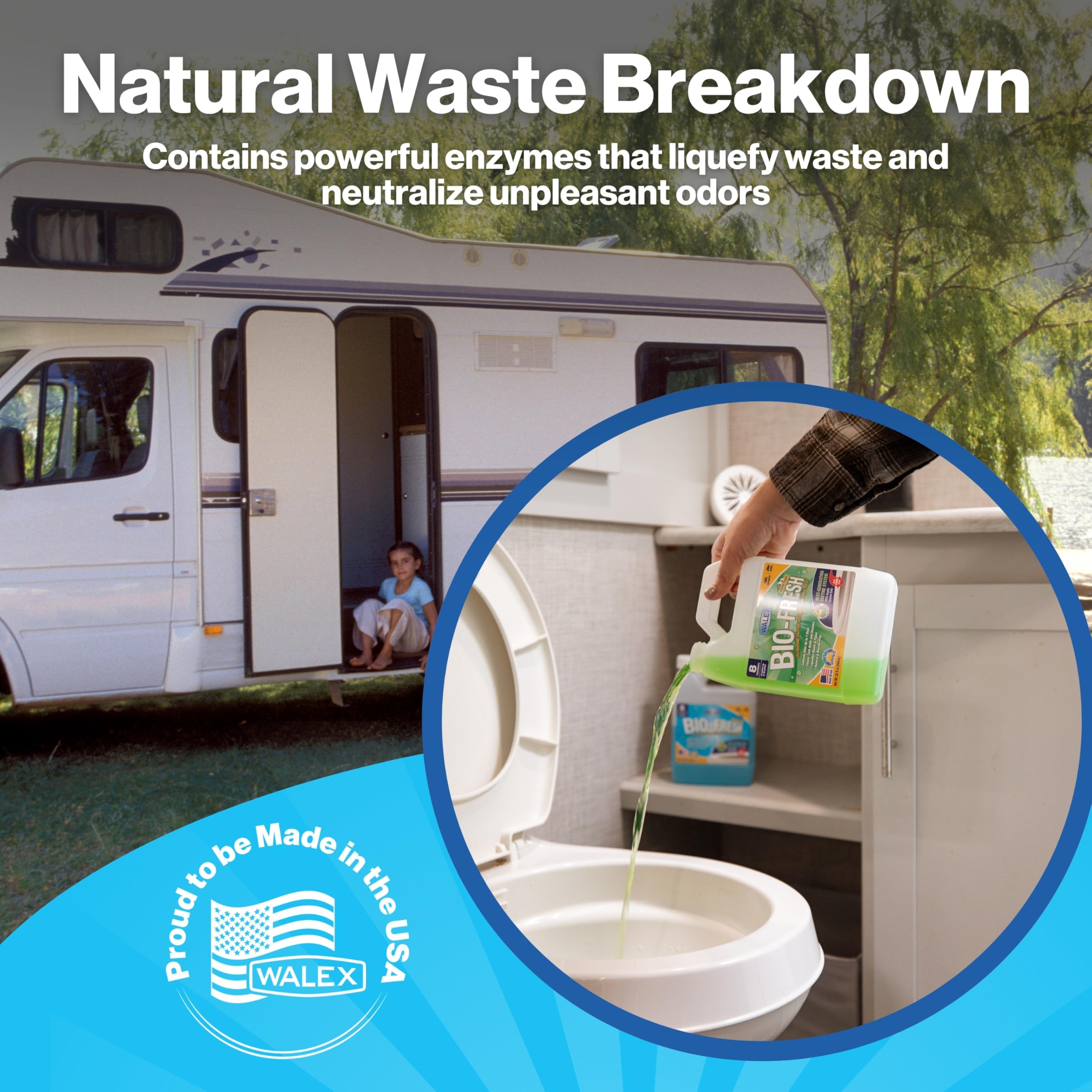 Bio-Fresh Liquid Walex Enzyme Holding Tank Treatment for RV, Camper & Marine - Black Water Tank Deodorizer, Liquifies Waste & Toilet Paper, Septic Tank Safe, Biocide-Free, Alpine Fresh, 32oz