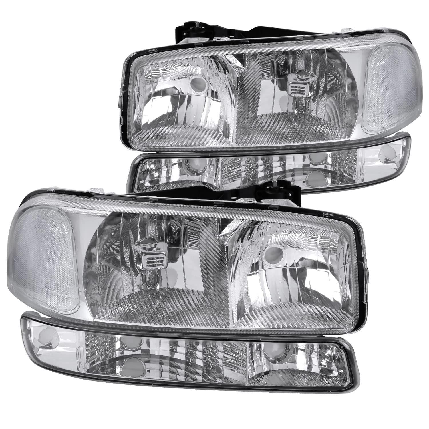 Turn Signal Spec-D Tuning Headlights Bumper Lamps Compatible with GMC Sierra 1999-2006, 2000-2006 Yukon XL, L+R Pair Assembly