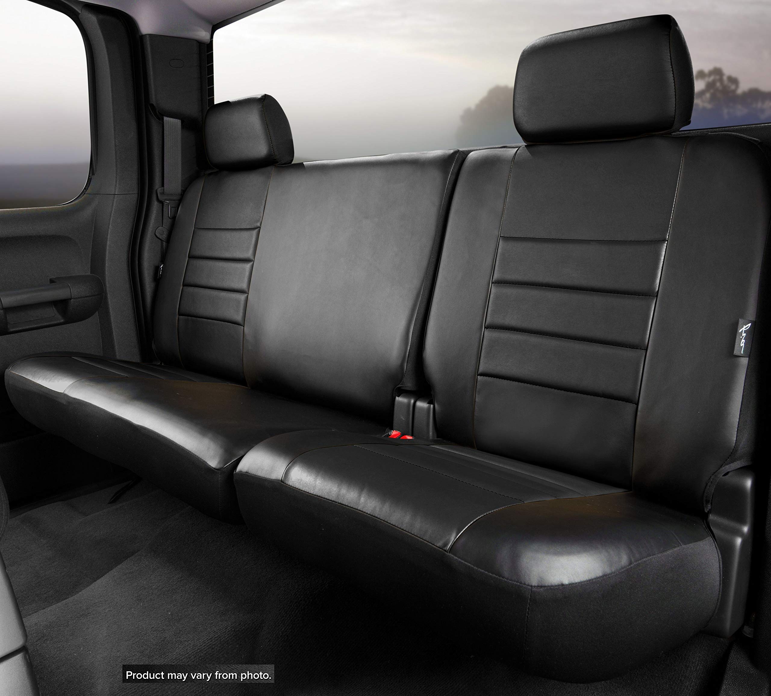 Custom Fit Fia SL67-31 BLK/BLK Front Seat Cover Split Seat 40/60 - Leatherette (Solid Black)
