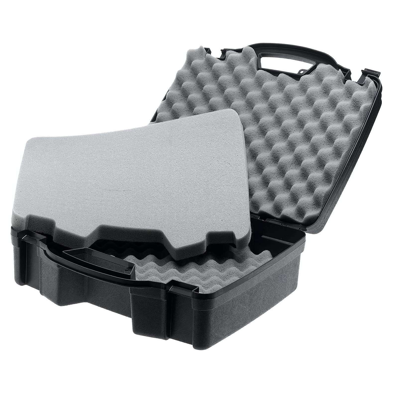 Plano Four Protector Series Pistol Case, Large, Black, Hunting Gun Case with Padlock Tabs and Foam Padding, Hard Plastic Pistol and Accessory Case