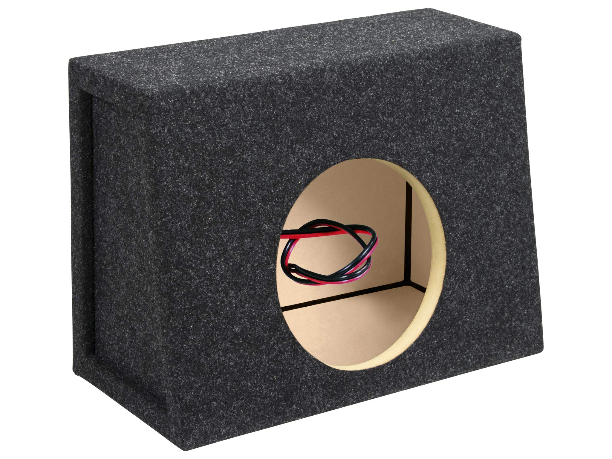 Atrend 8 inch Carpeted Single Truck Sealed Enclosure Car Subwoofer Speaker Box - Improves Audio Quality, Sound and Bass - High Grade MDF Construction with Nickel Finish Speaker Terminal - Black