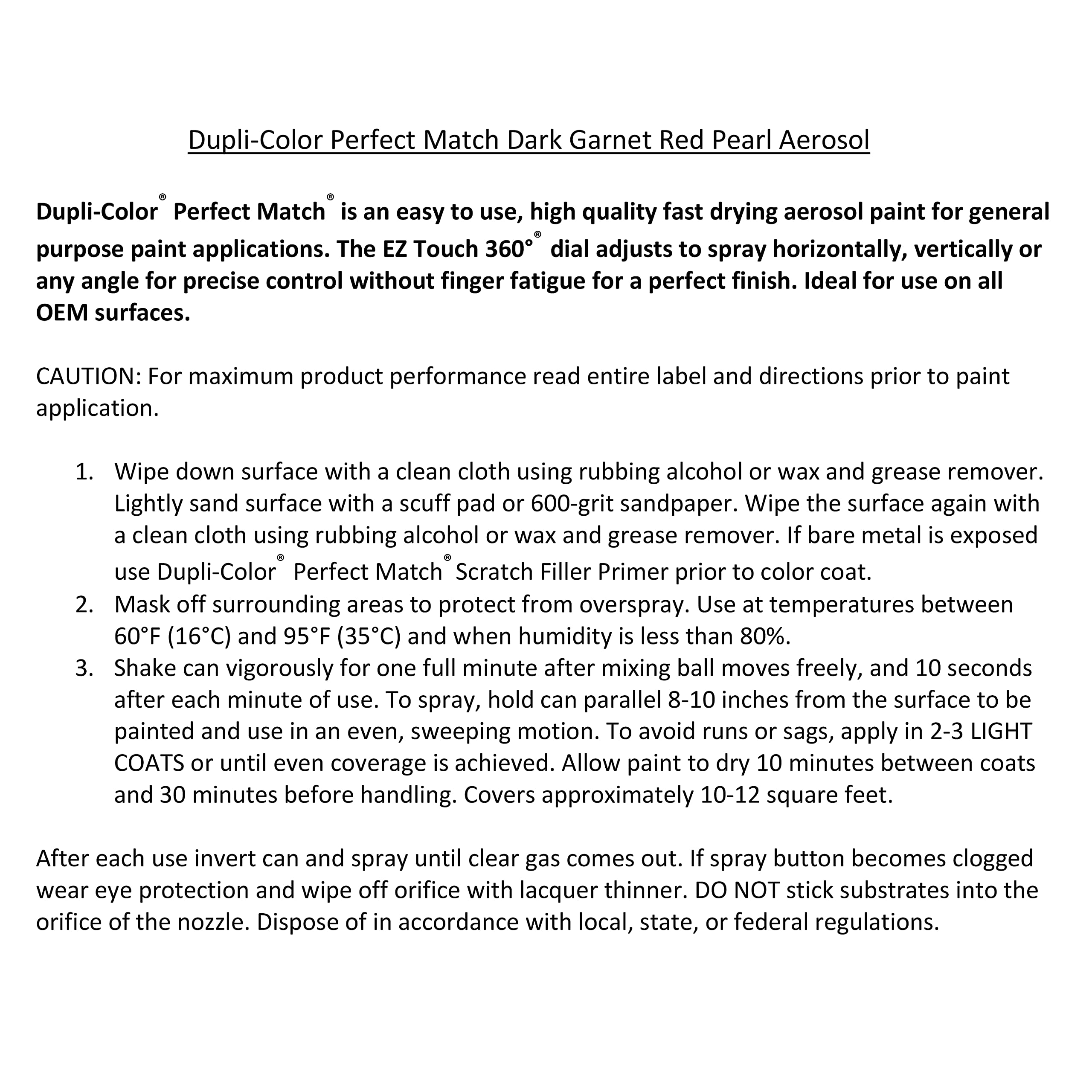 Chrysler Dark Garnet Red Pearl Dupli-Color EBCC04137 Perfect Match Automotive Spray Paint – 8 oz. Aerosol Can