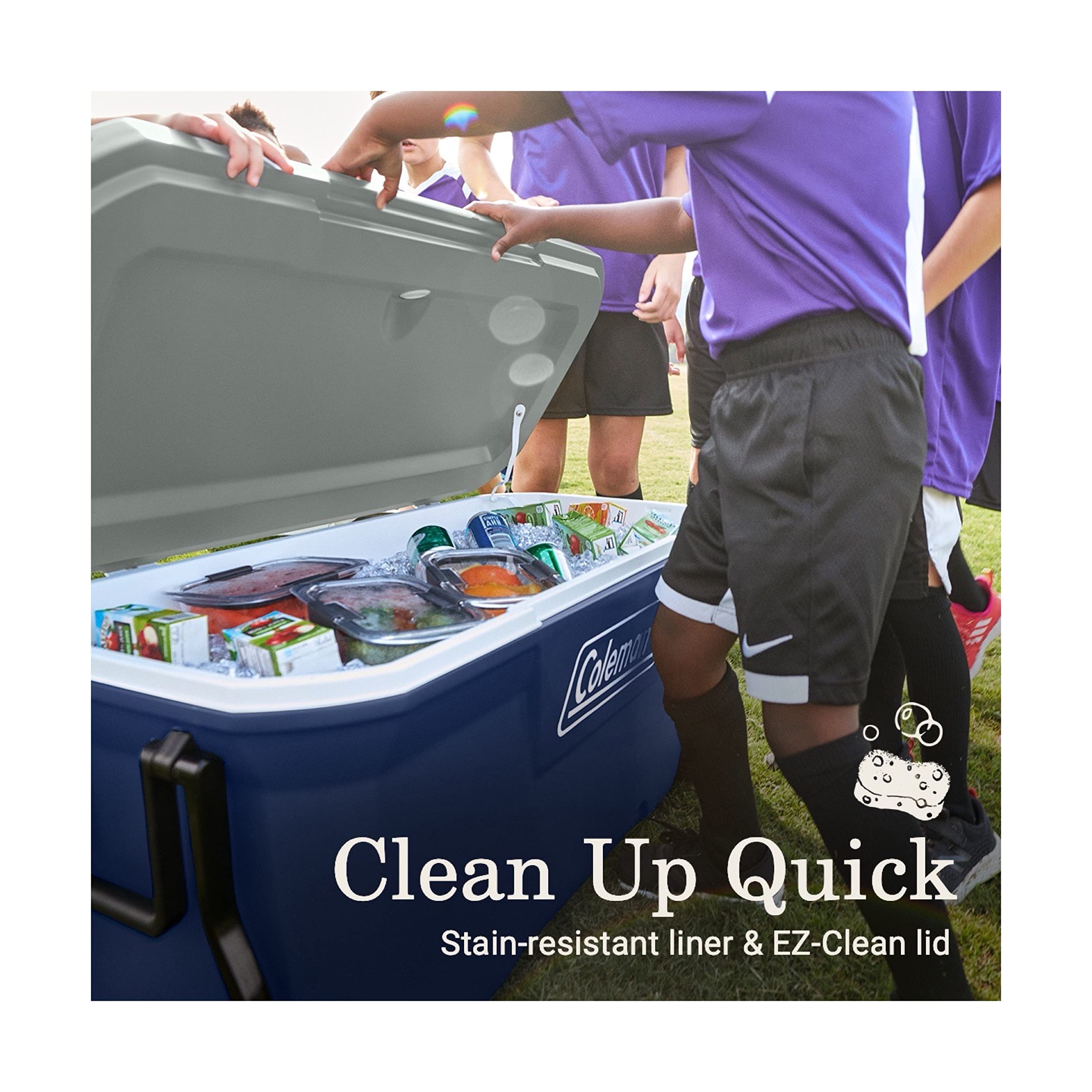 Coleman Insulated Classic Series Portable Rolling Cooler with Wheels, Leak-Resistant Outdoor Hard Cooler Keeps Ice up to 5 Days, 100-Quart