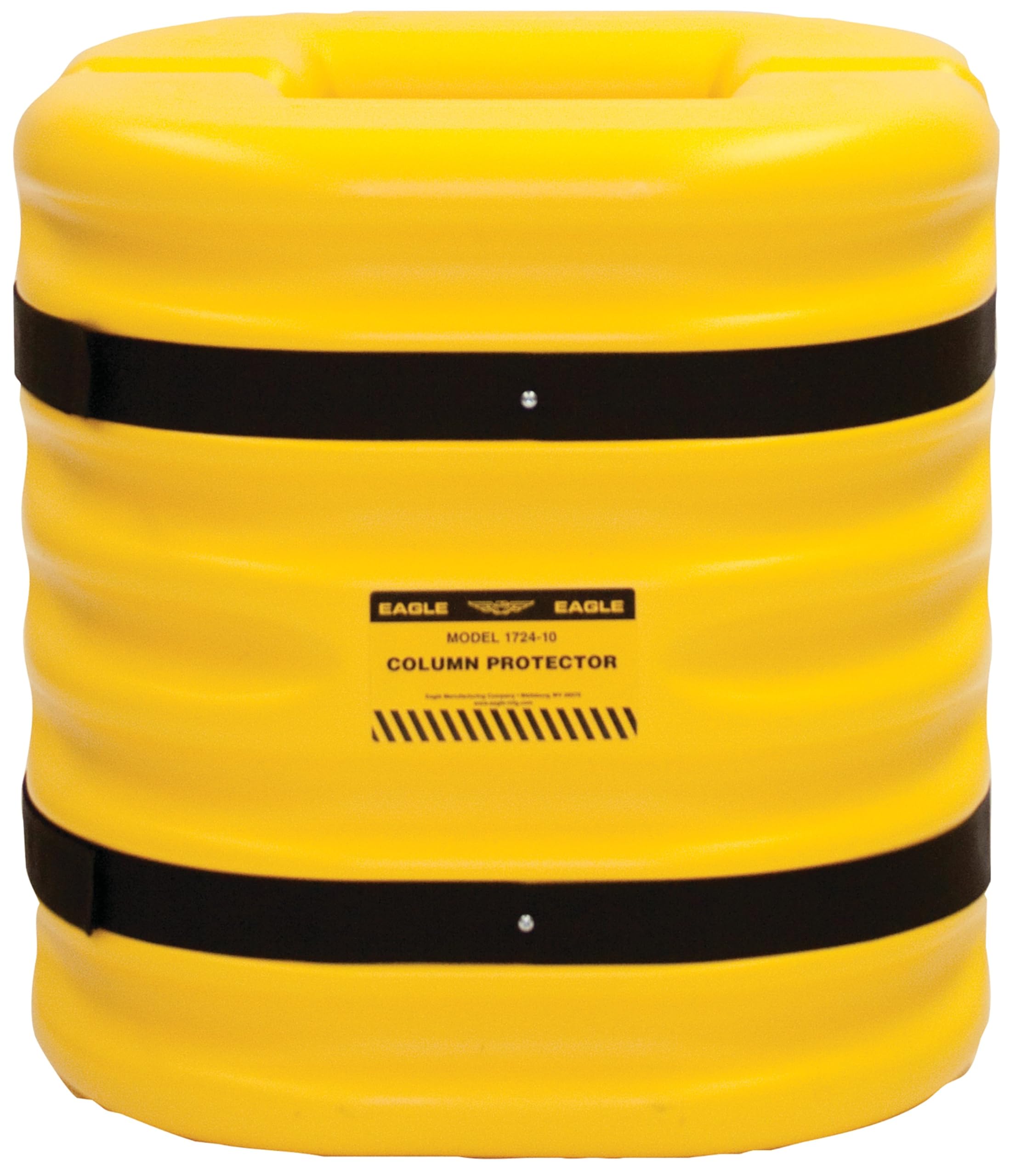 Plastic Eagle Column Protector for 8" Square Column with Interlocking Halves and Easy-Install Straps, 24" x 24" x 24", High-Density Polyethylene (HDPE), Made in The USA, Yellow, 17248