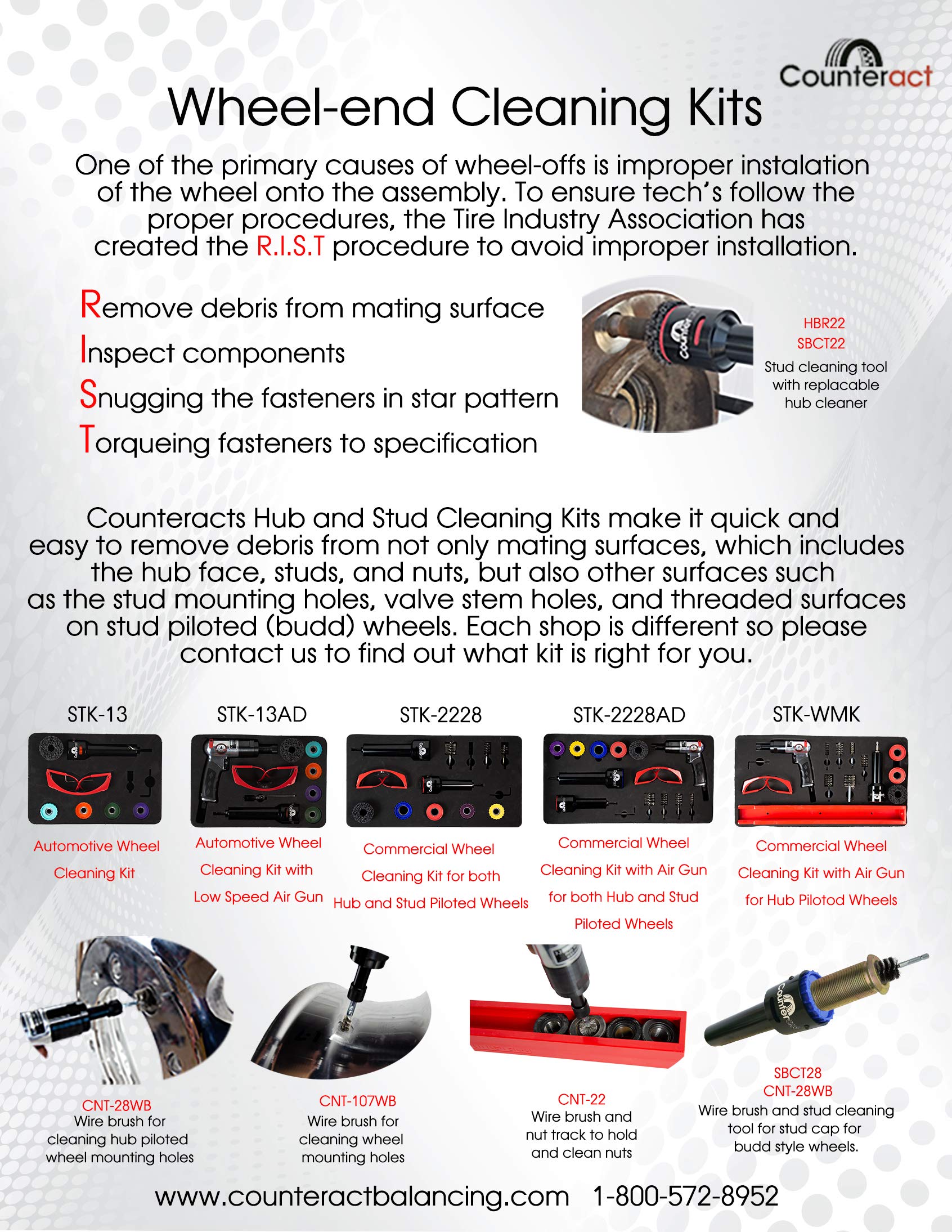 Counteract Commercial Wheel Maintenance Kit STK-WMK with Low Speed Air Driver