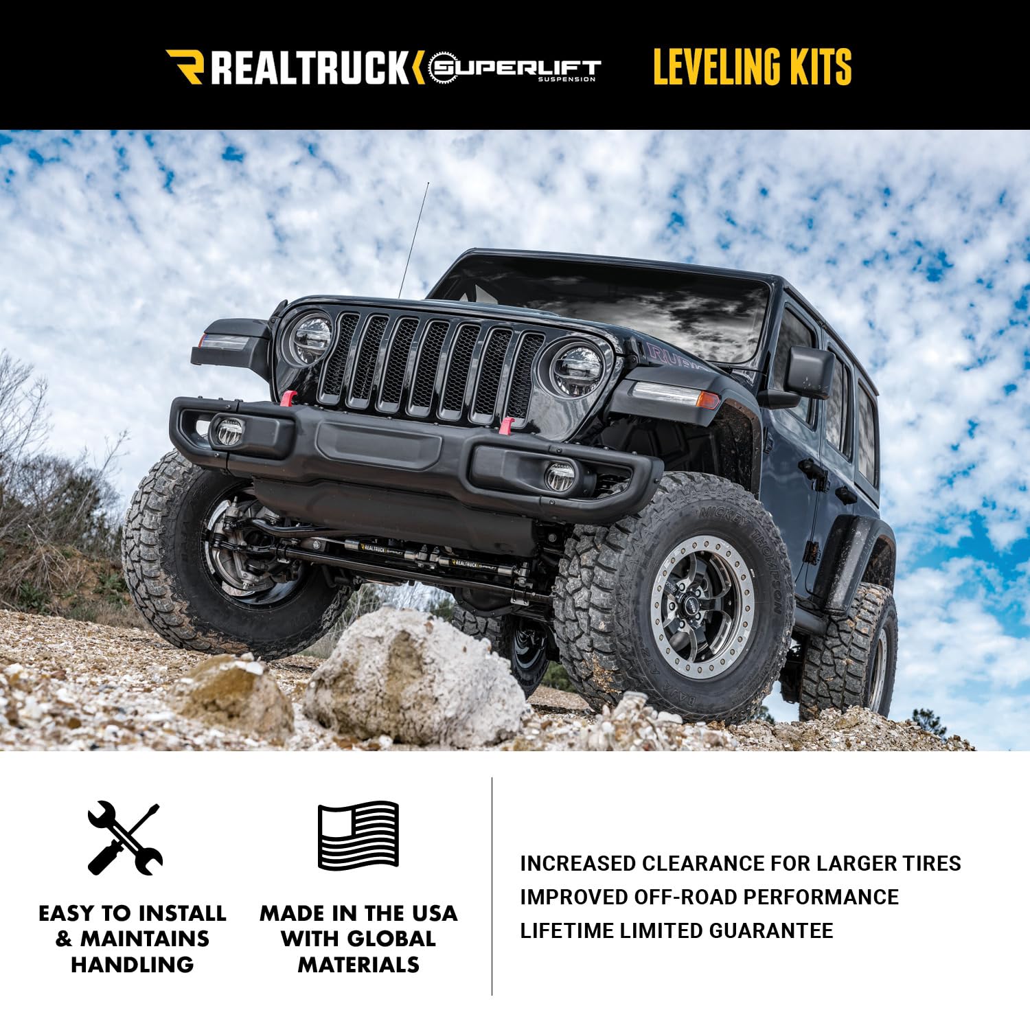 2.5" Superlift Leveling Kit for Jeep Gladiator JT RealTruck | Coil Spacers | 40051 | Fits 2020-2024 Jeep Gladiator JT (Does Not fit Overland Package)