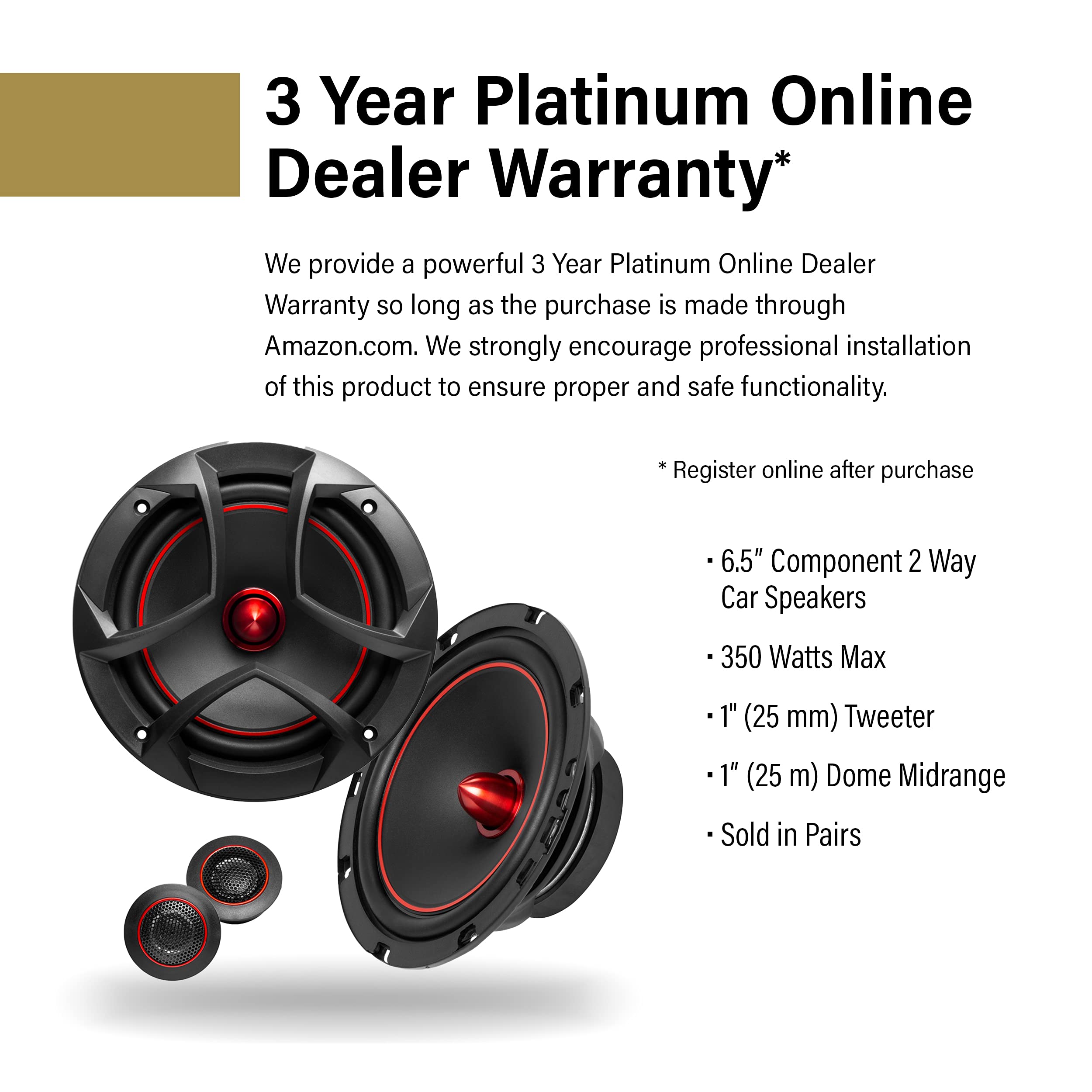 Sound Storm Laboratories 6.5 Inch CG65C Component Car Speakers - 350 Watts Per Pair, 2 Way, Sold in Pairs
