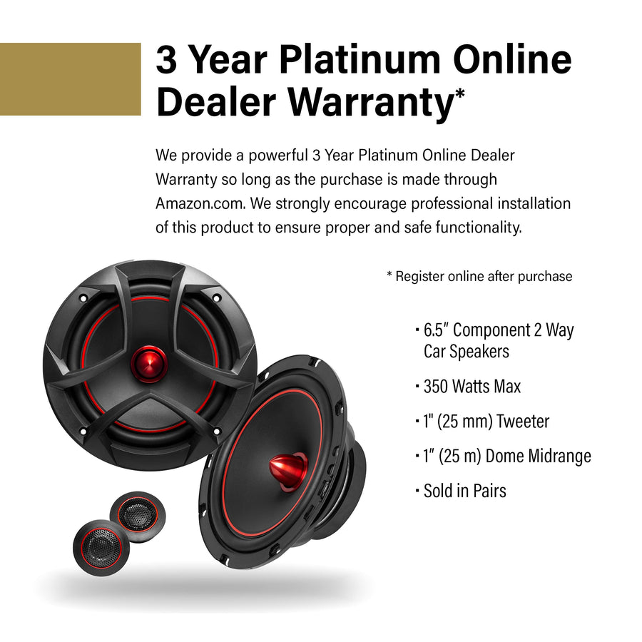 Sound Storm Laboratories 6.5 Inch CG65C Component Car Speakers - 350 Watts Per Pair, 2 Way, Sold in Pairs