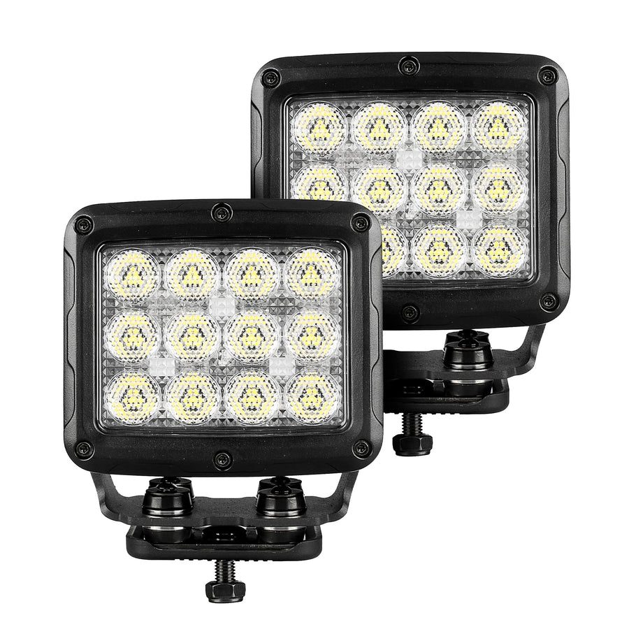 Xplor Lighting: Go Rhino Bright Series Square 5" Rectangle LED Spot Light Kit (Pair) | Surface Mount (Threaded Stud Mount) Aluminum, Black | 751800523FCS
