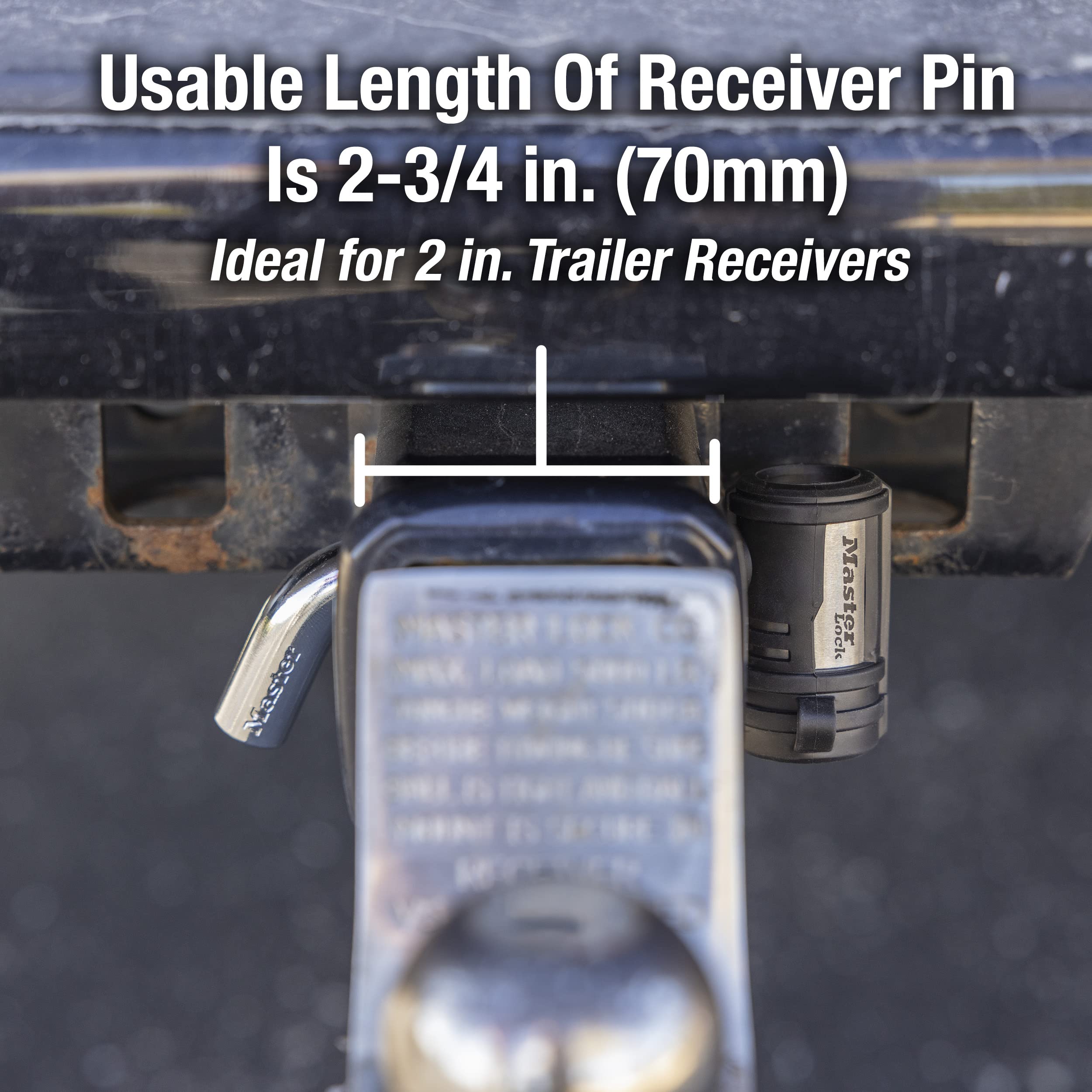 Master Lock 2866DAT Receiver Lock, 1/2 in. and 5/8 in. Swivel Head, Weather Resistant Trailer Coupler Locking Hitch Pin with Keys for Protecting Trailers, RVs