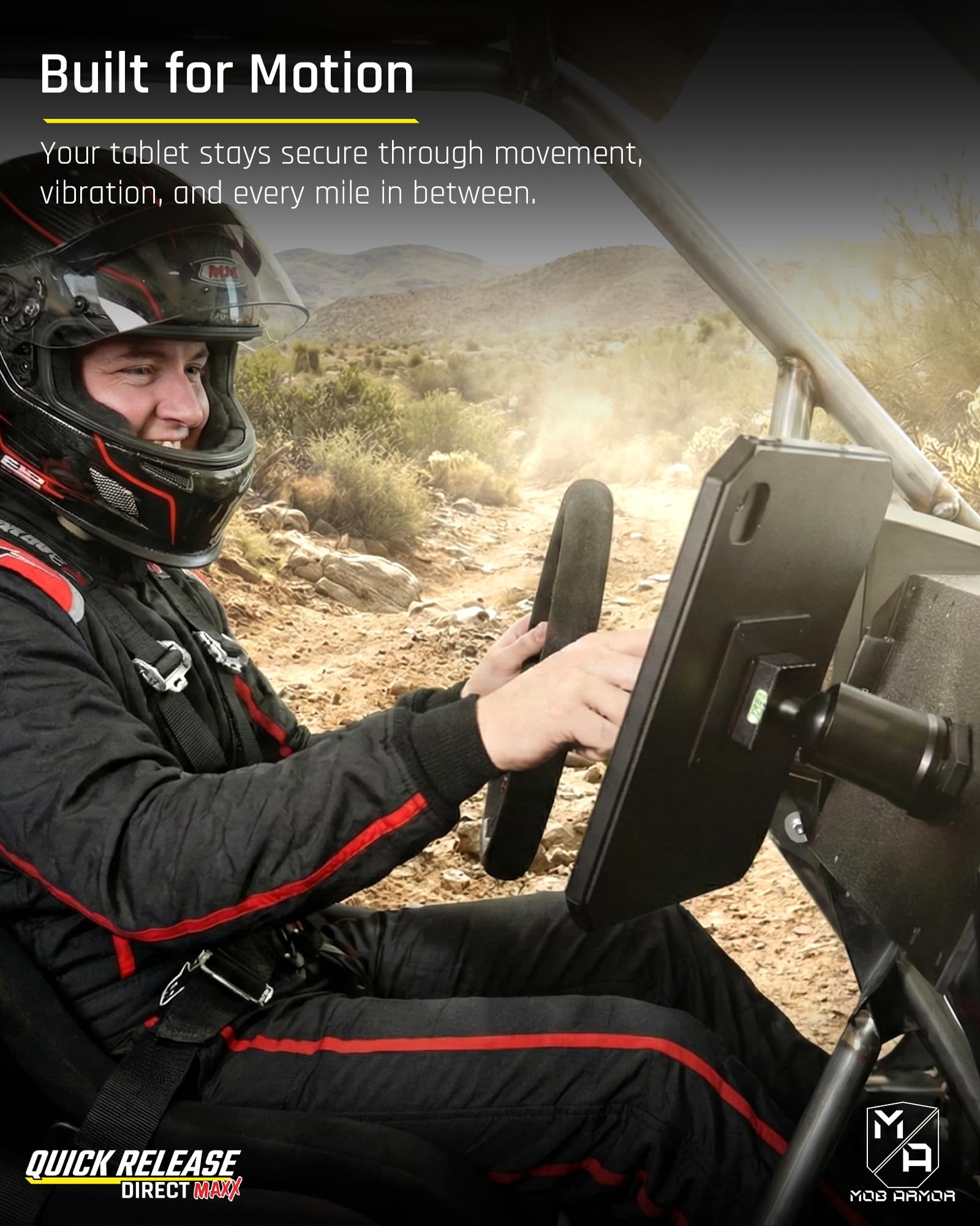 Mob Armor Grip Maxx Combo Direct Mount - Rugged Tablet Holder with Quick Detach System, Adjustable Swivel Ball Head, and Dual Installation Options for Cars, Workspaces, and More