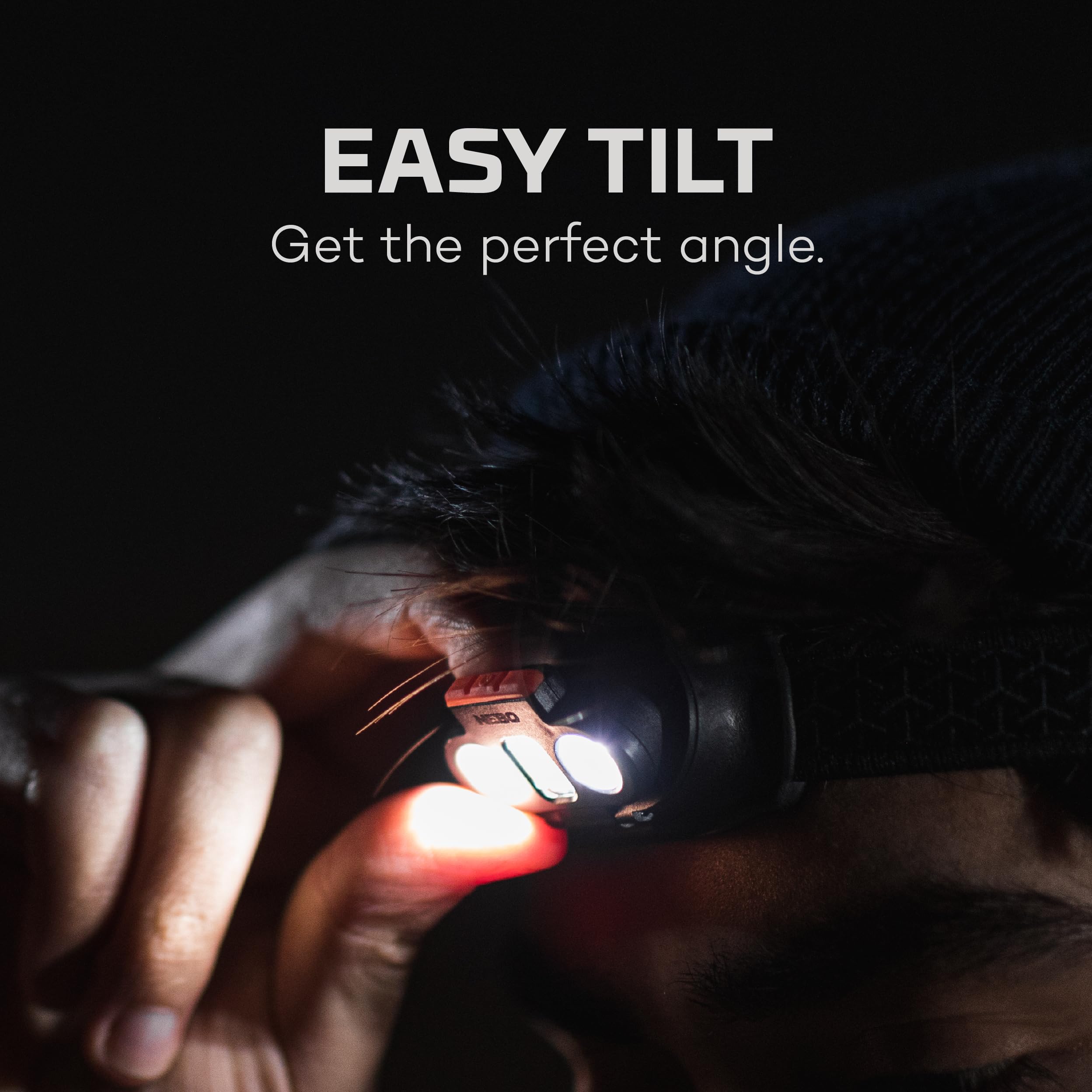 NEBO Powerful Einstein 1000 Lumen Headlamp with Flexpower, Compact Low-Profile Headlamp with 5 Light Modes, Black