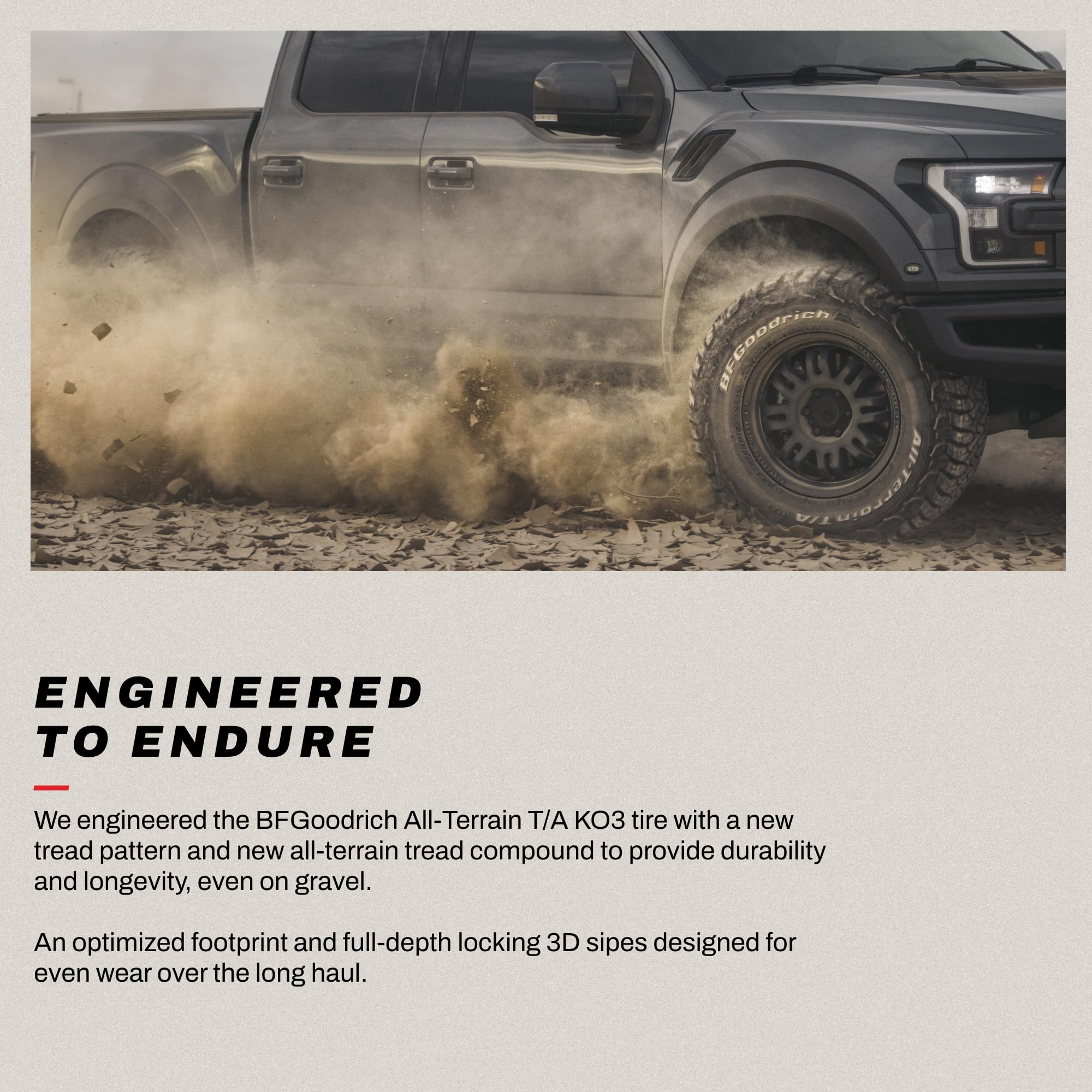 All-Terrain BFGoodrich T/A KO3 Car Tire for Light Trucks, SUVs, and Crossovers, LT265/60R22/E 123/120S