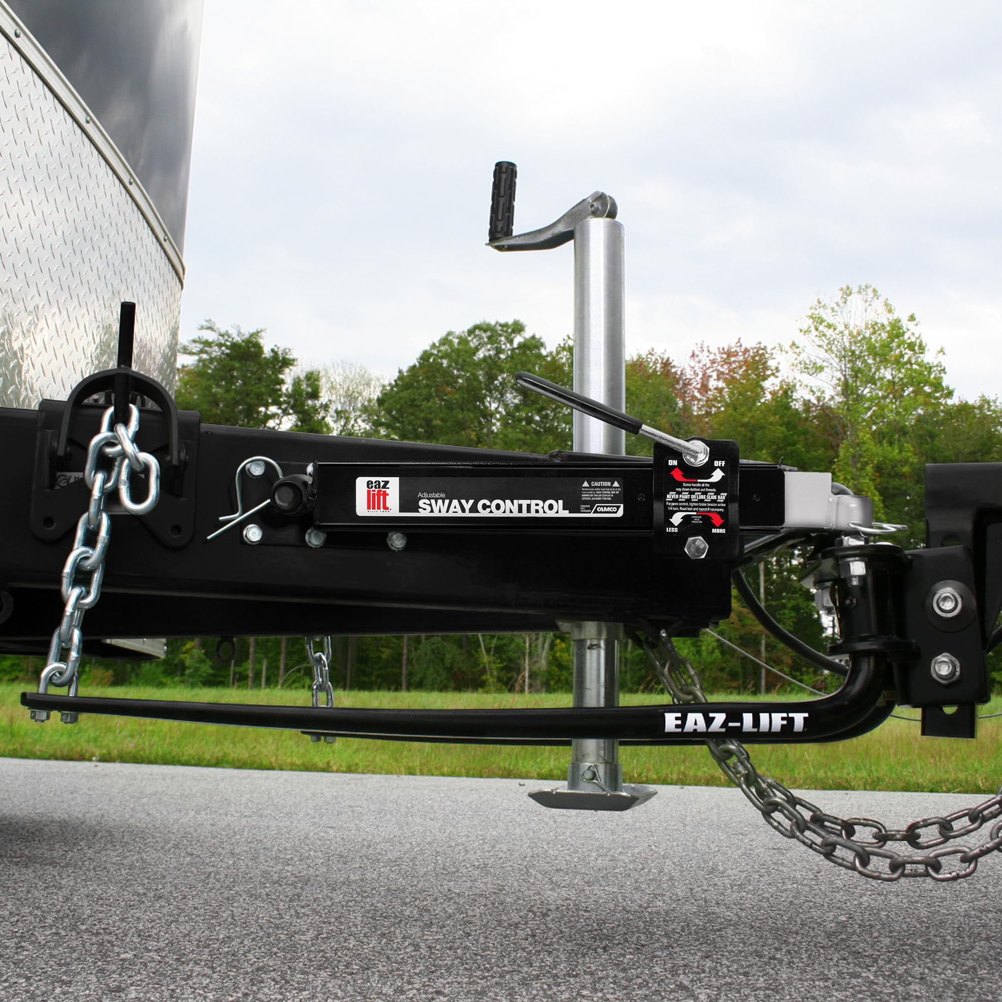 Camco Eaz-Lift Adjustable Sway Control Camper/RV | Features On/Off Control & Double Friction Pads Provide Constant Sway Reduction | Attaches & Detaches Quickly for RV Storage and Organization (48380)