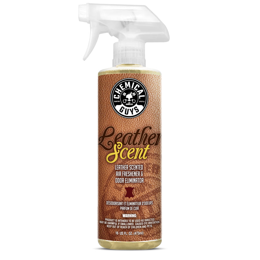 Leather Scent Chemical Guys Premium Air Freshener & Odor Eliminator – Car Air Freshener Leather Scent– Eliminates Odors and Refreshes Cars, Trucks, SUVs and RVs, 16 oz