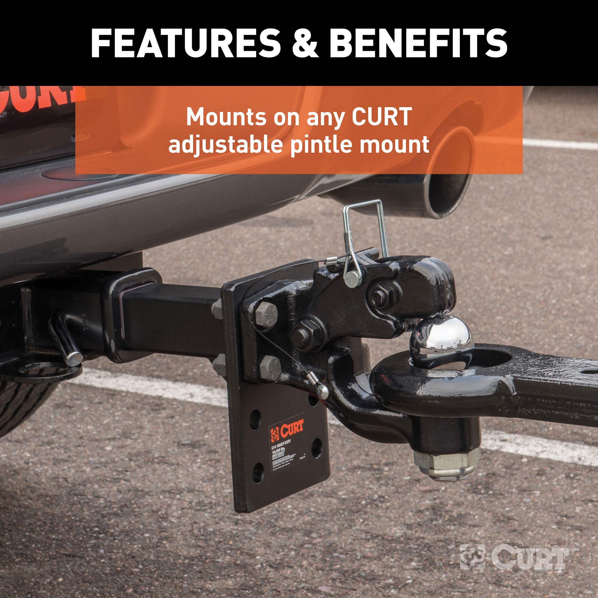 CURT Pintle Hitch with 1-7/8-Inch Trailer Ball, 16,000 lbs, Mount Required 48180