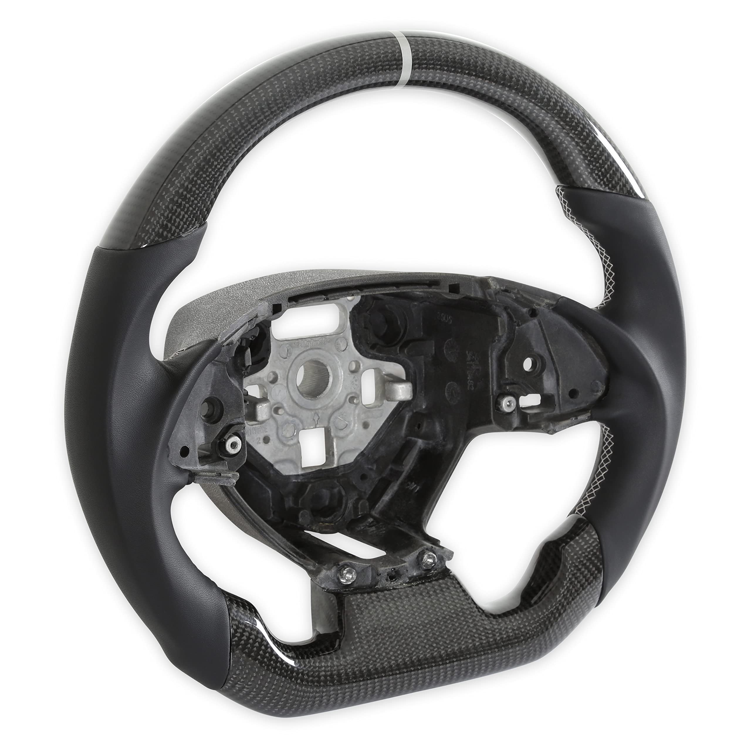 Carbon Fiber Steering Wheel with Leather Grips Drake Muscle Cars CA950-13