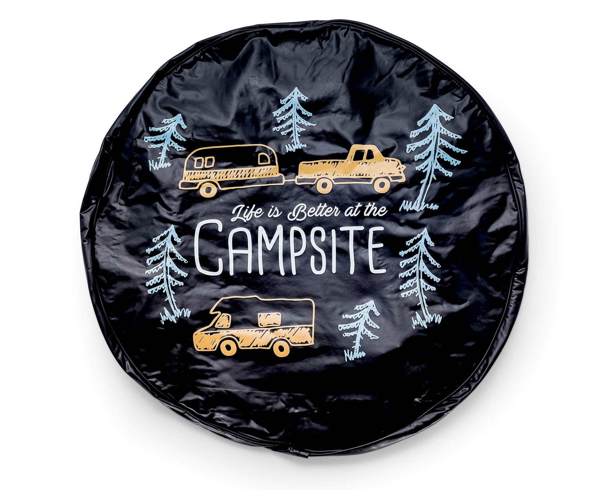 27" Camco Life is Better at Campsite Vinyl Cover with Elastic Hem-Durable Design Keeps Dirt, Rain, and Sun Away from Your Spare Tire (53292)