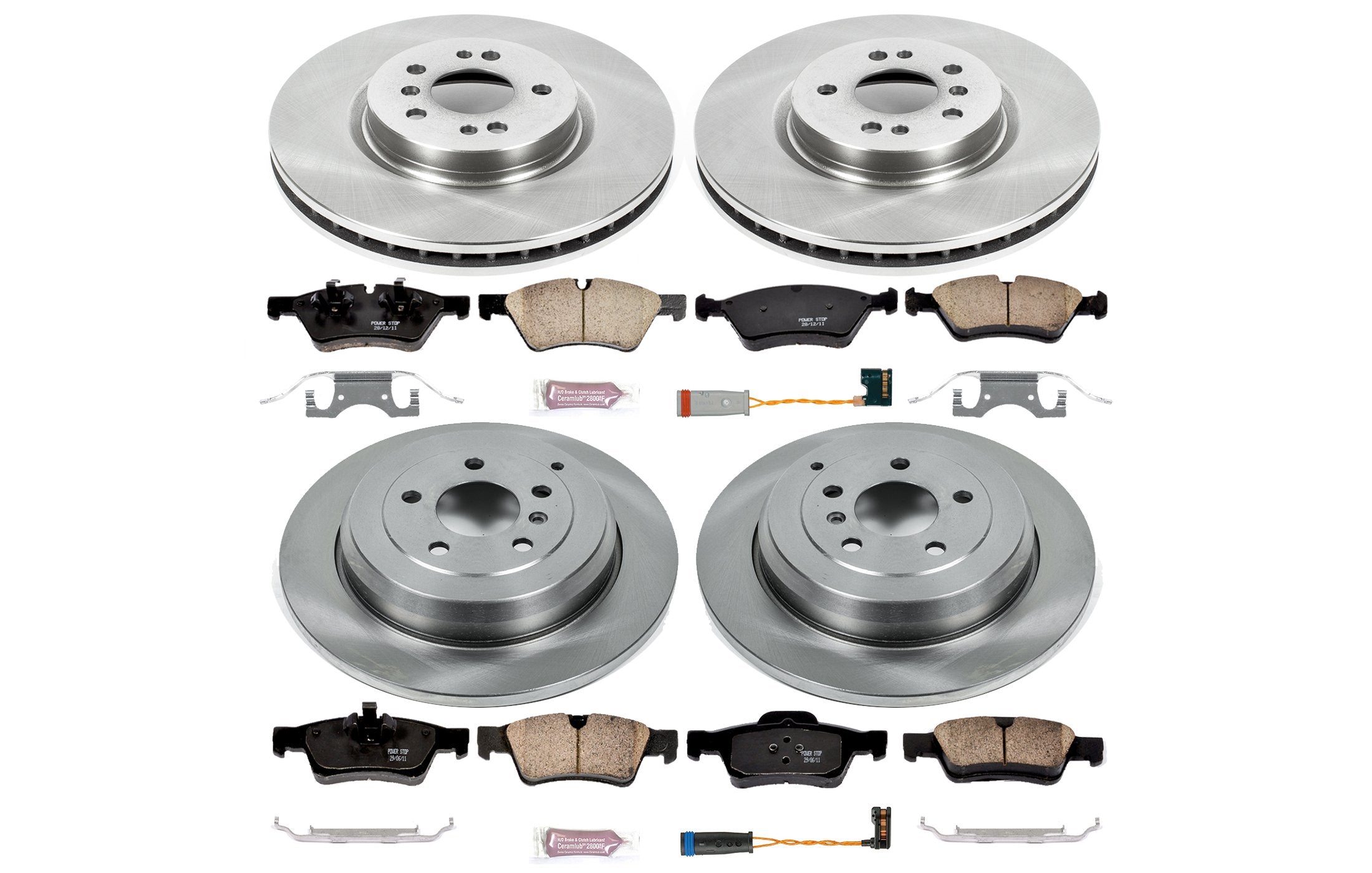 Power Stop Autospecialty KOE4086 Front and Rear Replacement Brake Kit-OE Brake Rotors & Ceramic Brake Pads