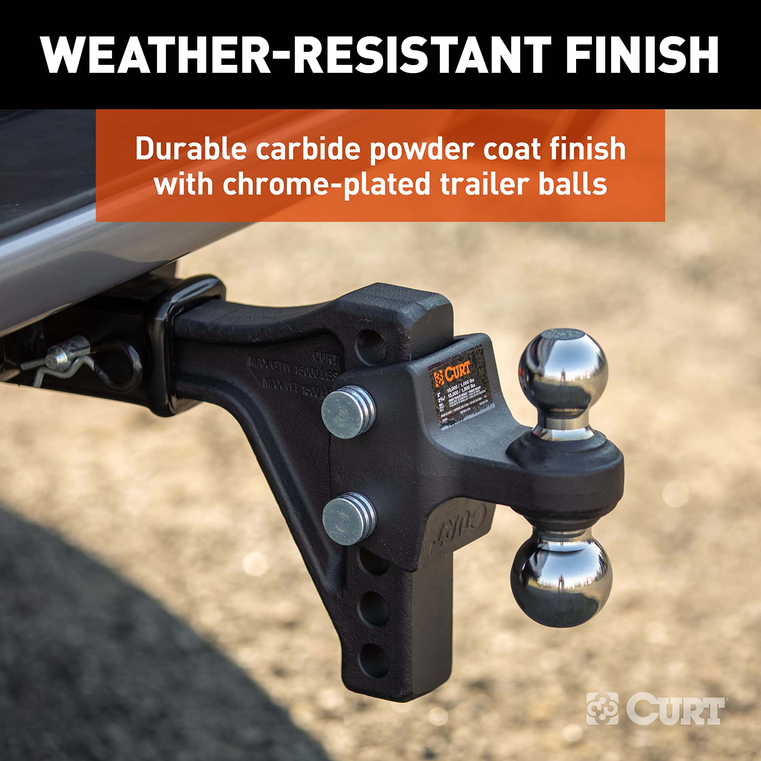 CURT Adjustable Trailer Hitch Ball Mount with Dual Ball, 2" Shank, Up to 15,000 lbs 45935