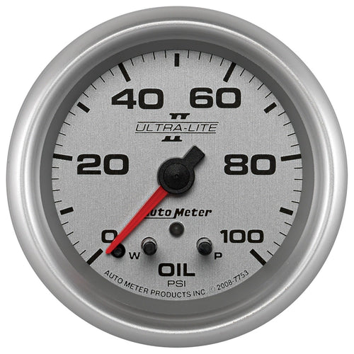 Auto Meter Ultra-Lite Pro II 2-5/8" 0-100 PSI Full Sweep Electric Oil Pressure Gauge 7753