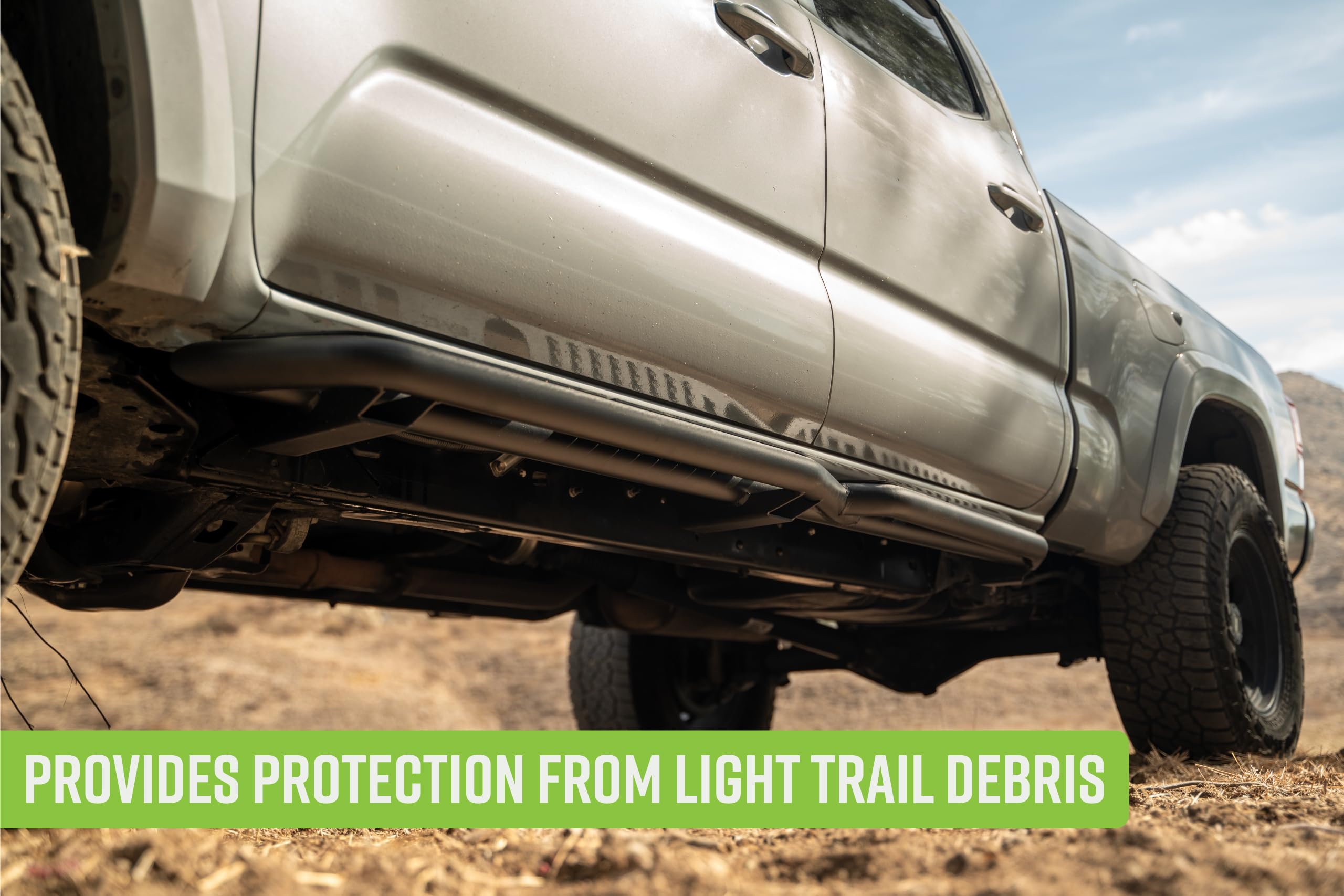 Offroad DV8 OE Plus Side Steps for 2016-2023 Toyota Tacoma Crew Cab | Anti-Slip Design | Mounts to Body/Pinch Weld | Provides Protection from Light Trail Debris | Fully Bolt-On | Powder Coated | Steel