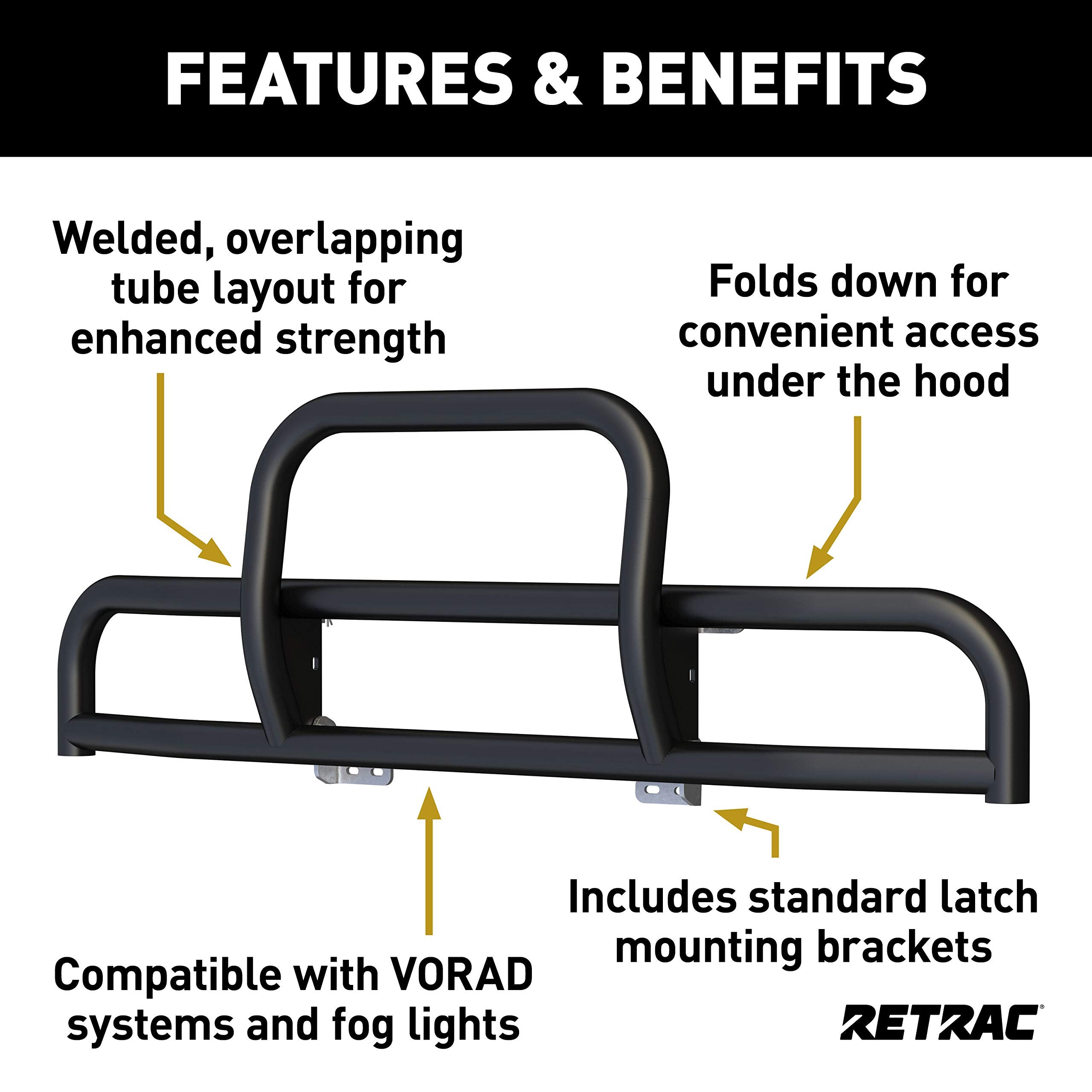 Tuff Guard II Retrac Black Stainless Steel Semi Truck Bumper Guard, Select Peterbilt 378, 379