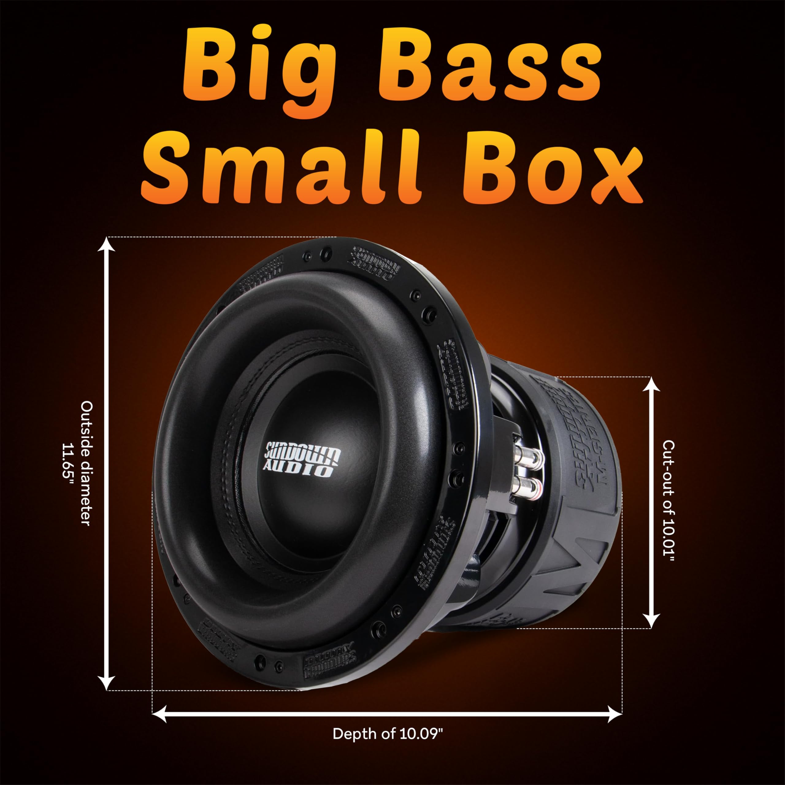 10" Sundown Audio M-10 D1 Car Subwoofer – 2000W RMS/4000W Peak, Dual 1-Ohm, 3" Aluminum VC, 35mm Xmax, Mega-Roll Surround, Low-Distortion Bass for Pro Systems