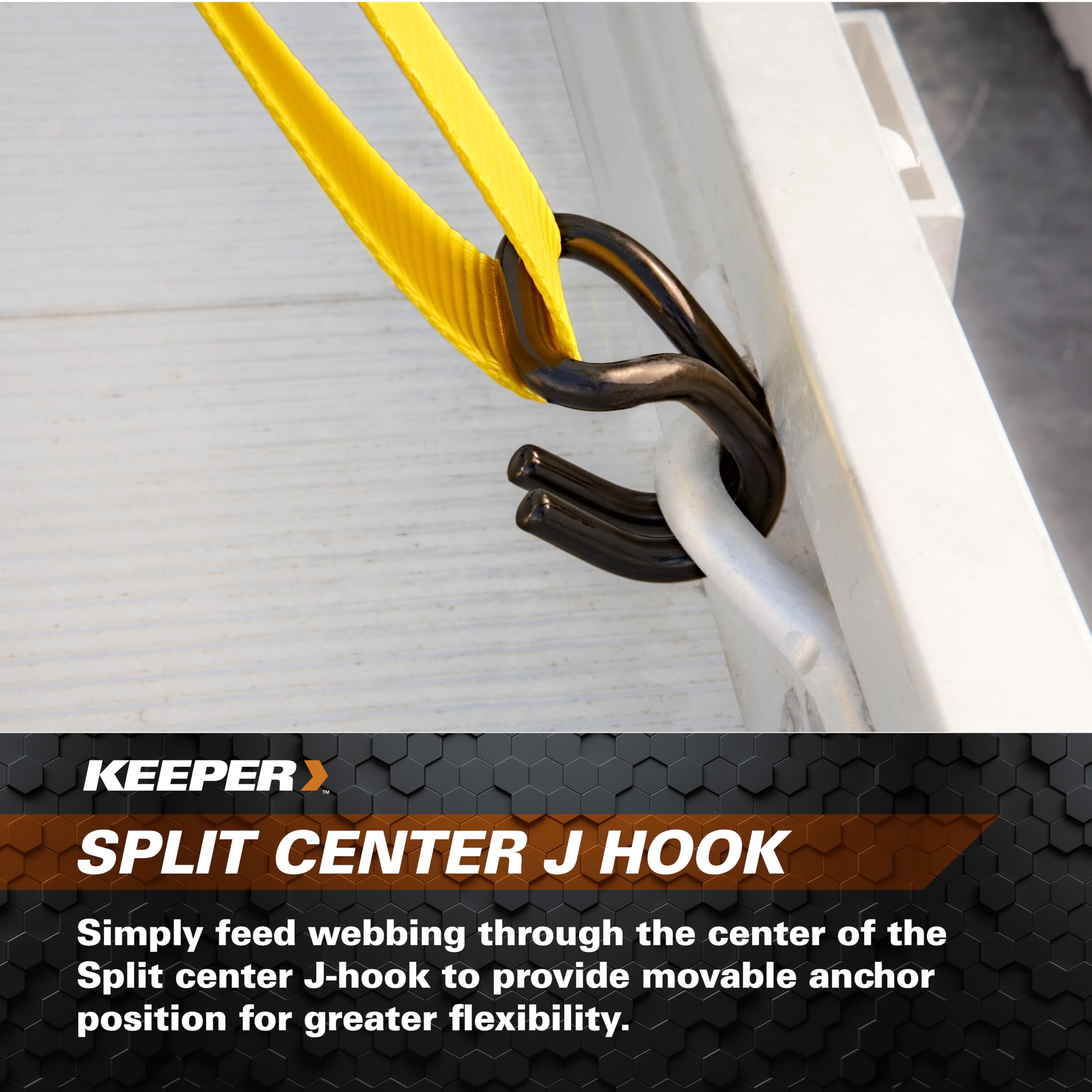 Split Center J Hook - Keeper - 1,000 lbs. Working Load Limit and 3,000 lbs. Break Strength