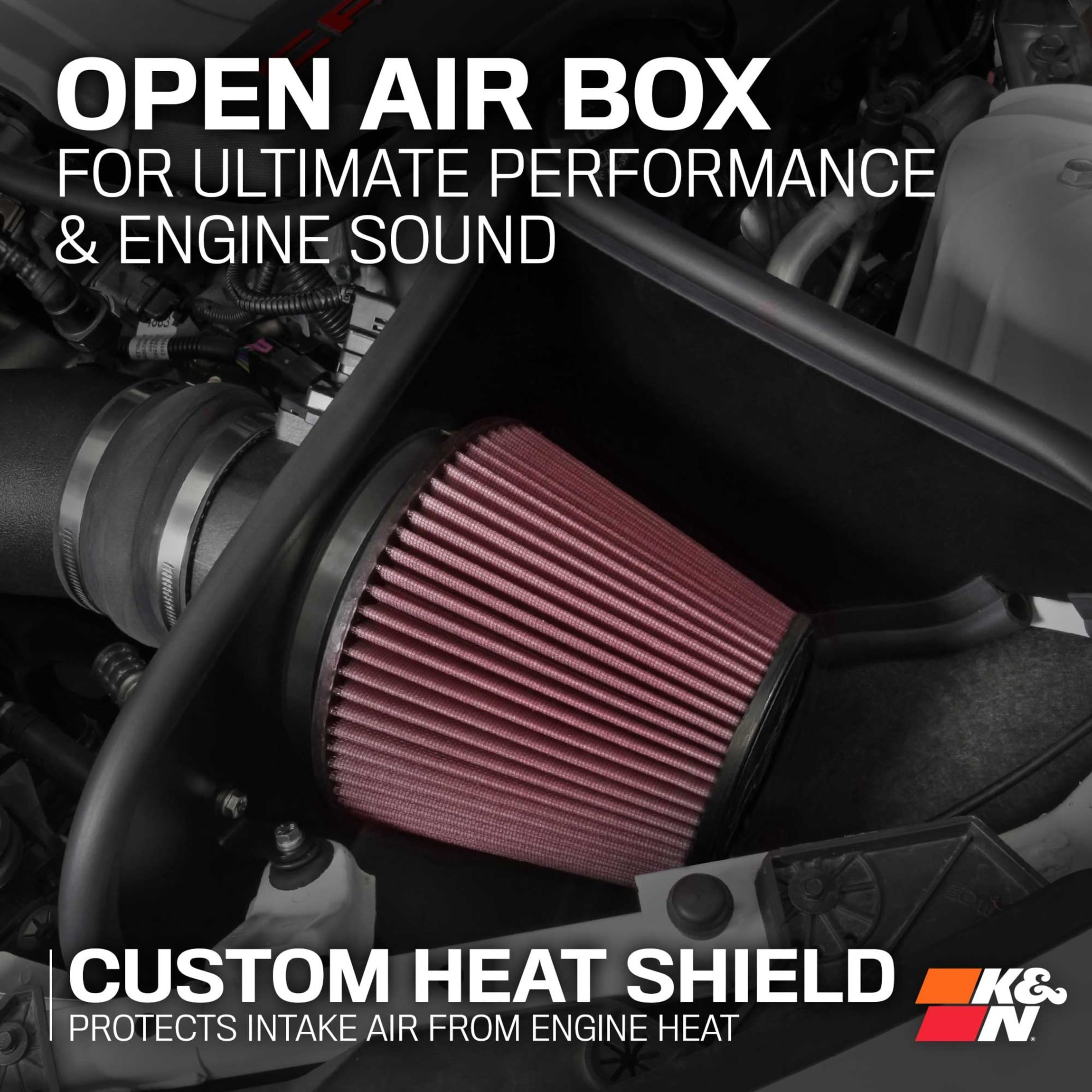 Cold Air Intake System K&N: High-Flow Air Filter, Increase Performance & Acceleration: Compatible with 2016-2024 CHEVROLET: Camaro SS, 63-3092