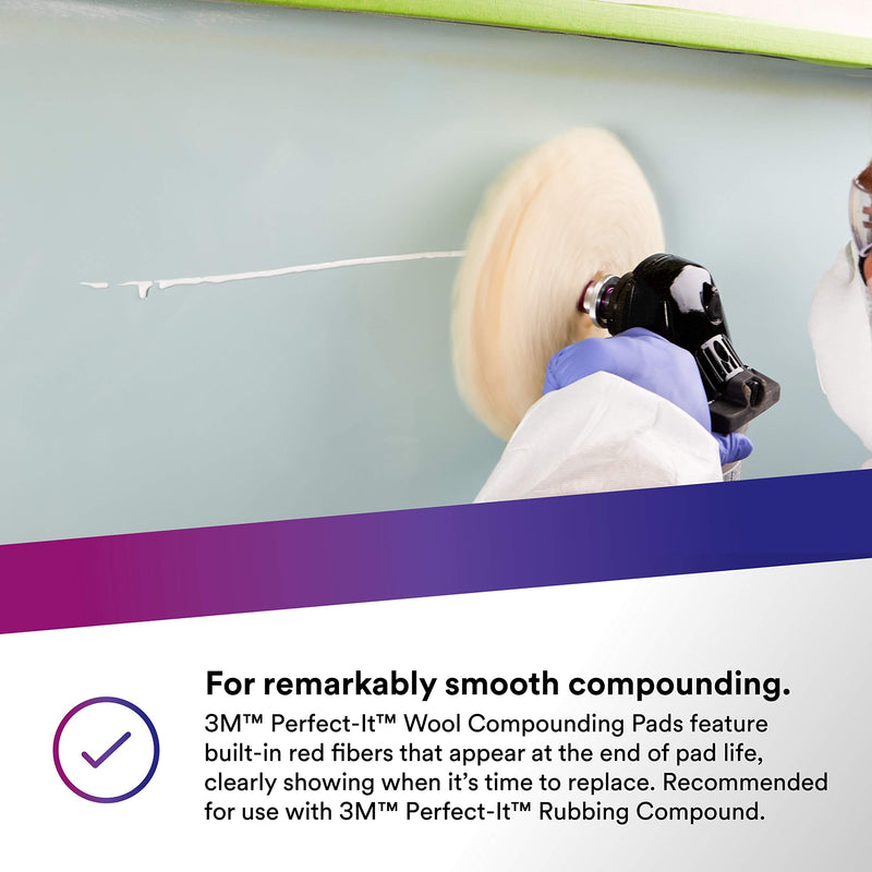 Perfect-It 9 inch Wool Compounding Pad - 3M Quick Connect Pad 05753, 9 in