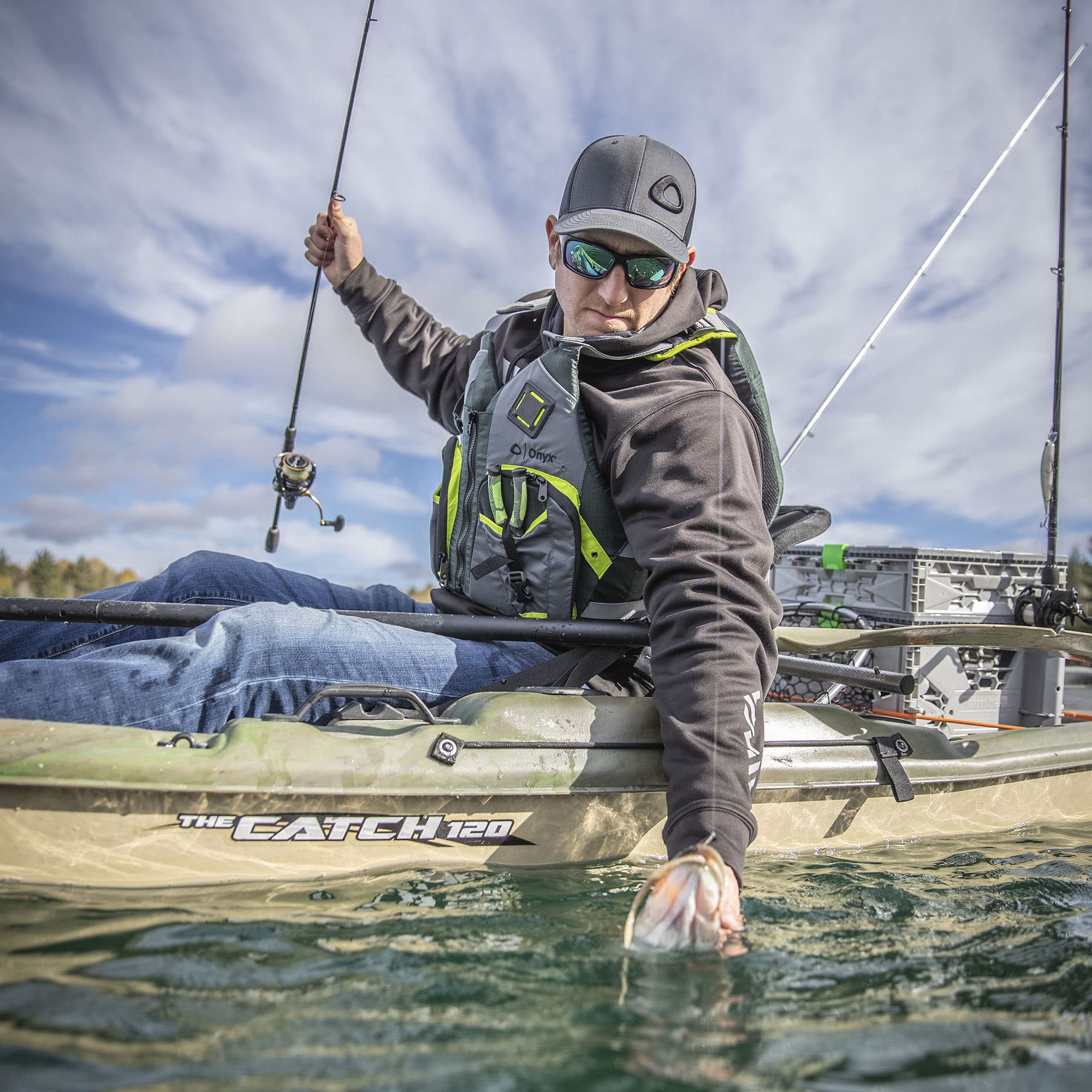 Air Span Onyx Angler Life Jacket, Green, M/L