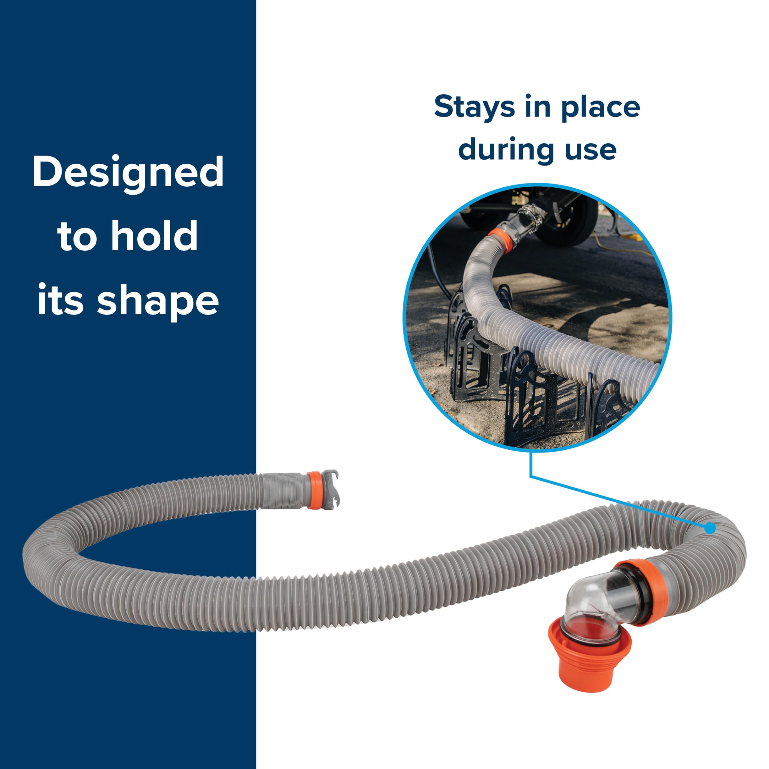 Camco 20-Ft Rhino X Camper/RV Sewer Hose Kit - (2) 10-Ft Heavy Duty RV Septic Hoses - Designed to Hold Shape & Stay in-Place - Includes 4-in-1 RV Adapter & 360° Swivel RV Sewer Hose Fittings (39390)