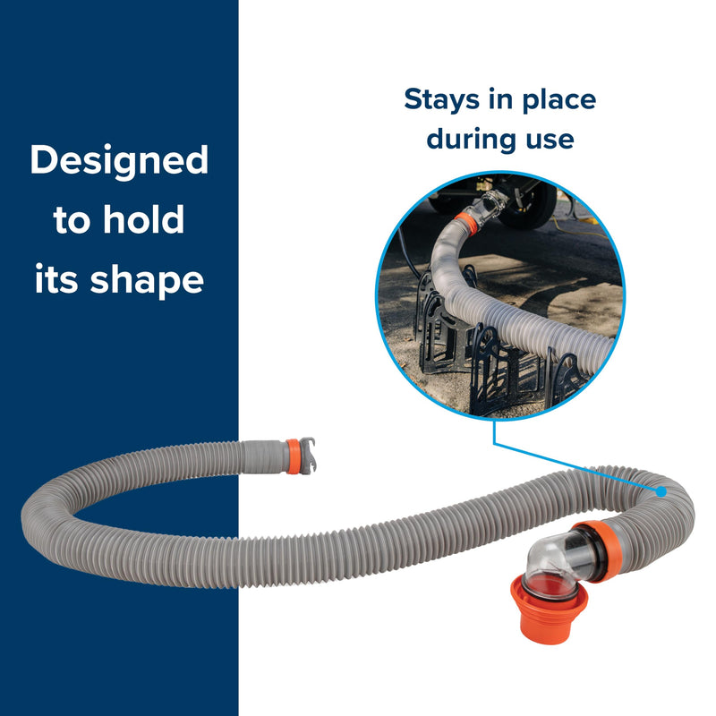 Camco 20-Ft Rhino X Camper/RV Sewer Hose Kit - (2) 10-Ft Heavy Duty RV Septic Hoses - Designed to Hold Shape & Stay in-Place - Includes 4-in-1 RV Adapter & 360° Swivel RV Sewer Hose Fittings (39390)