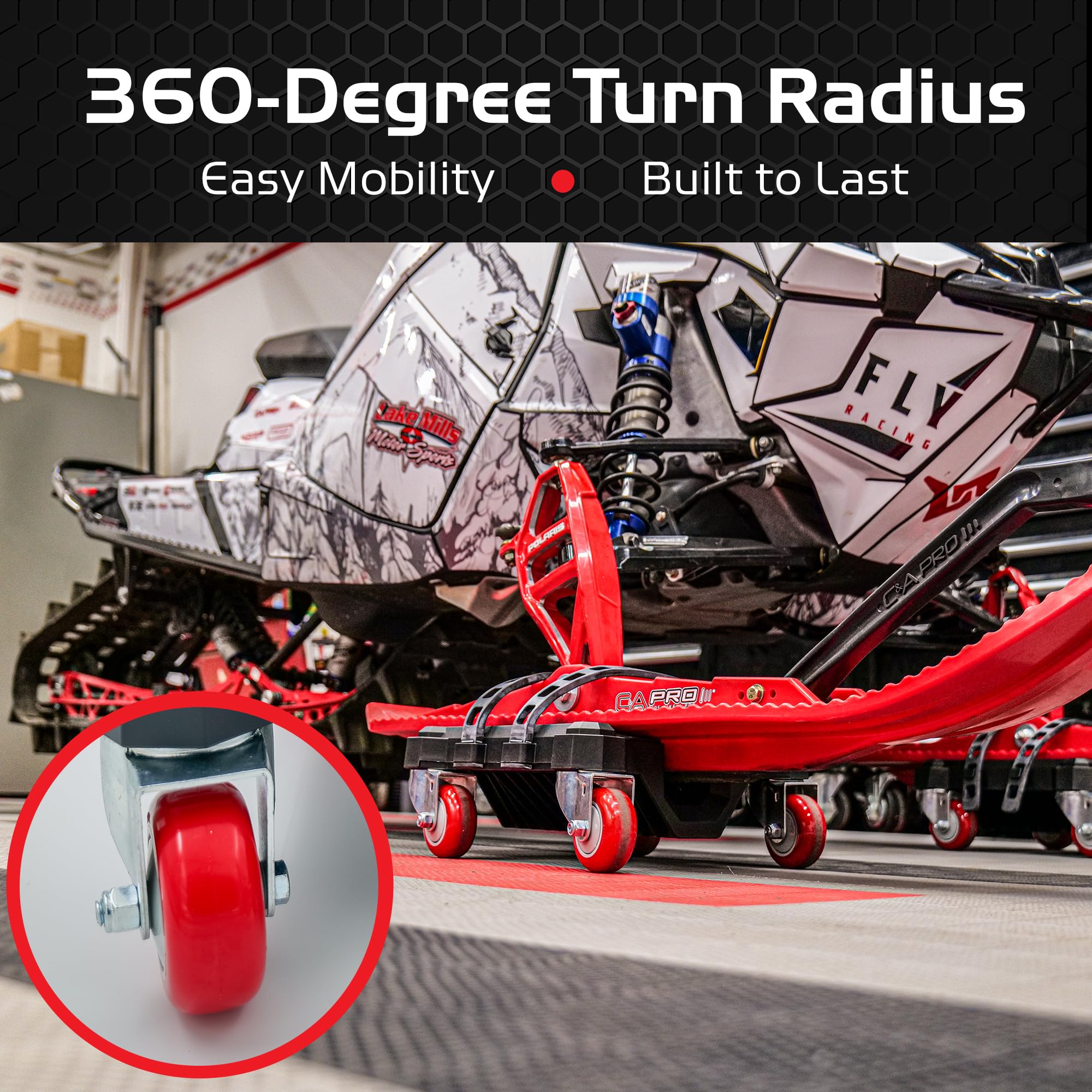 360 Caliber Rover Snowmobile Dolly, Heavy-Duty Casters Hold 1,000 LBS, 2-Pack