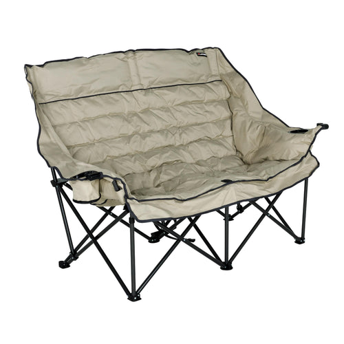 Lippert Big Bear Folding Camping Loveseat with 500-lb. Weight Capacity, Durable Mesh Fabrics, High-Loft Cushioning, Dual Cupholders, Storage Pocket, Zippered Carrying Bag - 2023053718