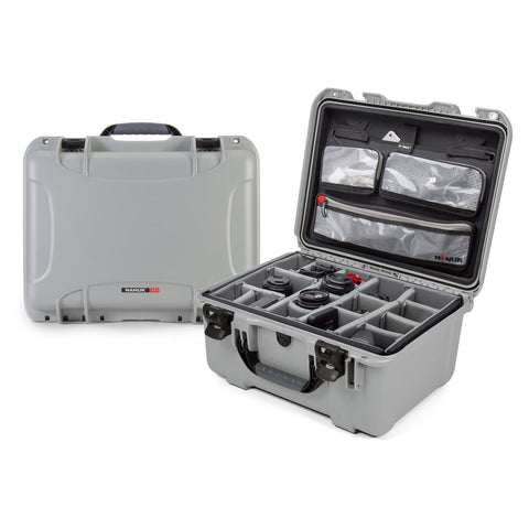 Waterproof Nanuk 933 Hard Case with Lid Organizer and Padded Divider - Silver