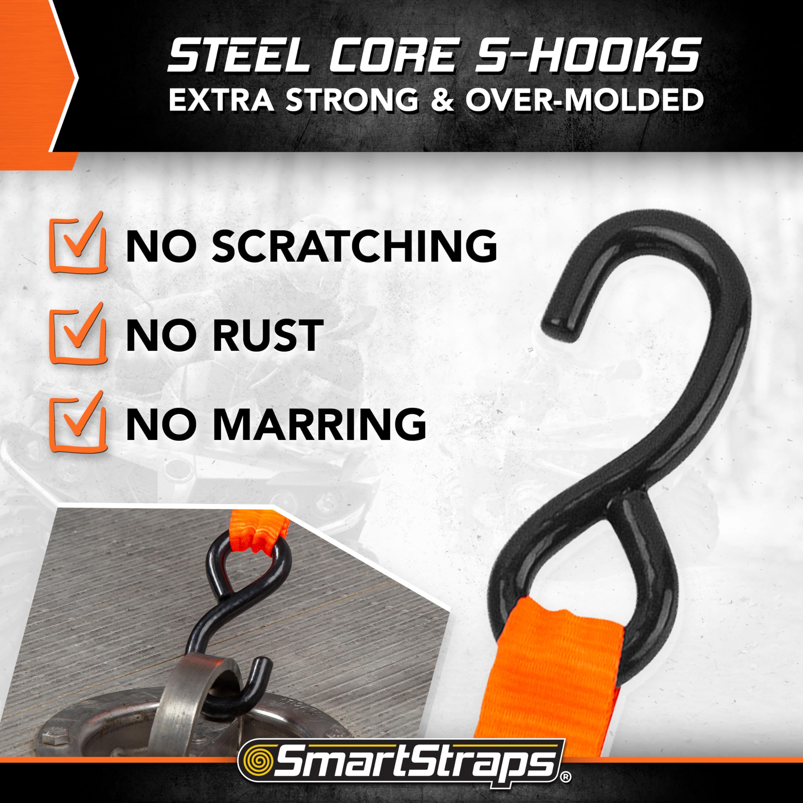 10’ SmartStraps RatchetX Premium Ratchet Tie-Down Straps, 2 Pack – 3,000lbs Break Strength, 1,000lbs Safe Work Load – Heavy Duty Tie Downs for Heavier Loads