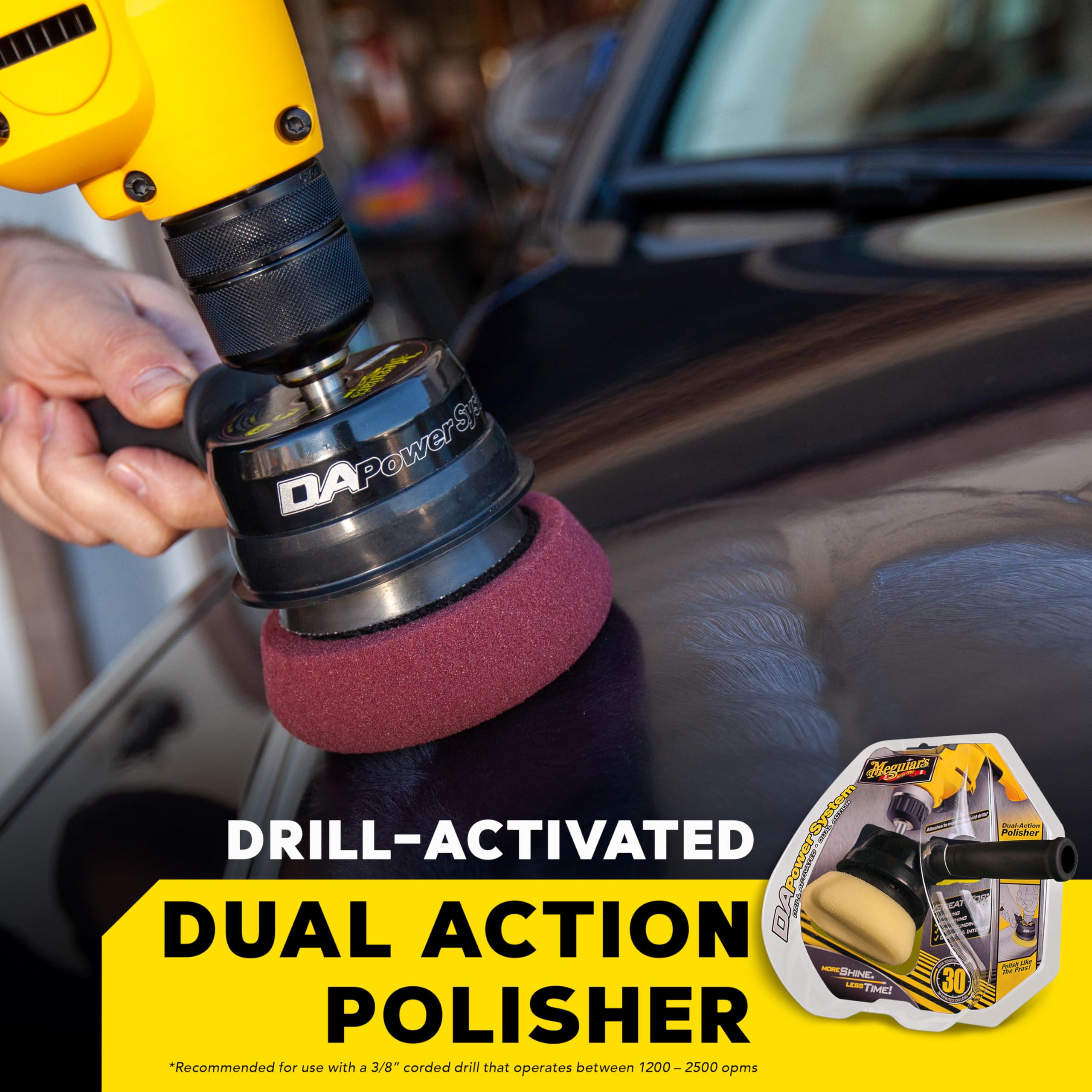 Meguiar's Dual Action Power System Tool G3500, Boost Your Auto Care Arsenal with This Car Detailing Tool, Apply Product and Remove Imperfections, Conveniently Attaches to Most Standard Drills
