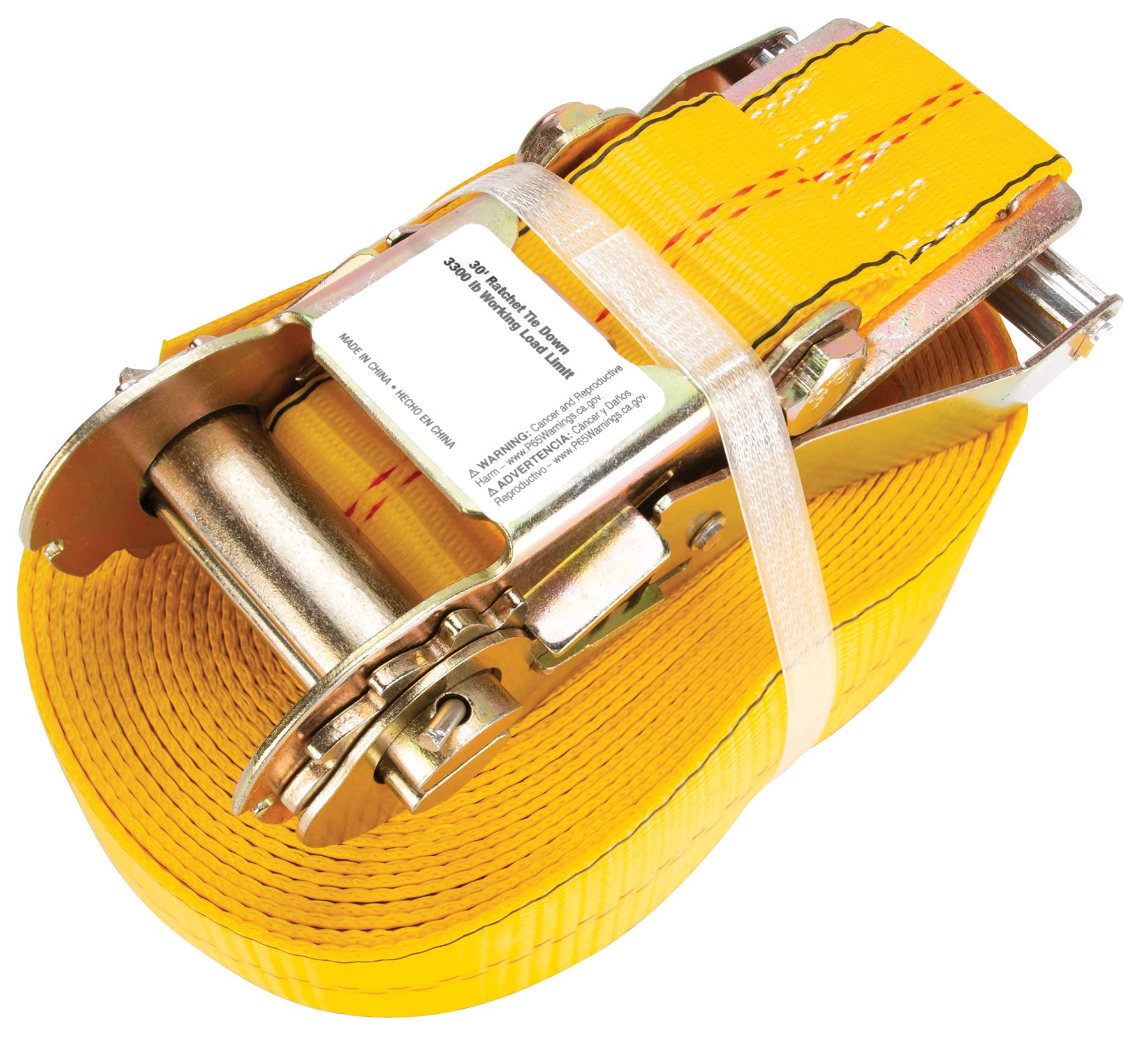 Heavy Duty Performance Tool W1855 2-Inch X 30' Tie Down Strap with J-Hooks - 10,000 lbs Breaking Strength for Hauling, Towing, and Cargo Control