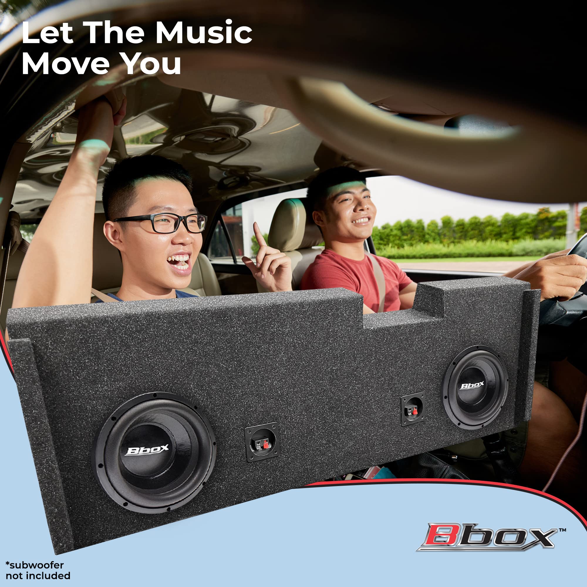 Atrend Bbox Dual 12" Sealed Carpeted Subwoofer Enclosure A184-12CP - Fits 2007 - 2020 Chevrolet/GMC Silverado/Sierra Crew Cab, Charcoal
